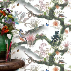 Madidi Clouds in Cream Botanical Tropical Medium Scale Wallpaper