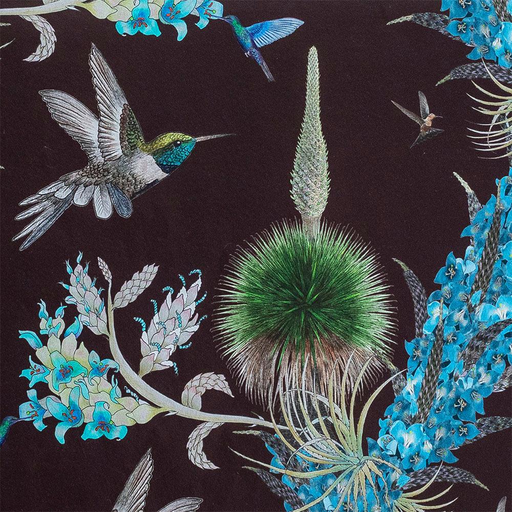 English Madidi Hummingbirds in Oxblood Botanical Wallpaper For Sale