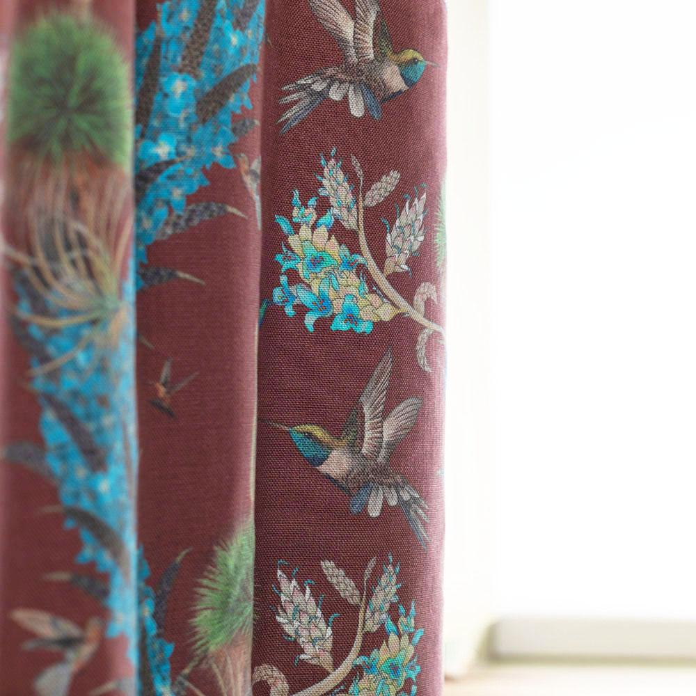 Paper Madidi Hummingbirds in Oxblood Botanical Wallpaper For Sale