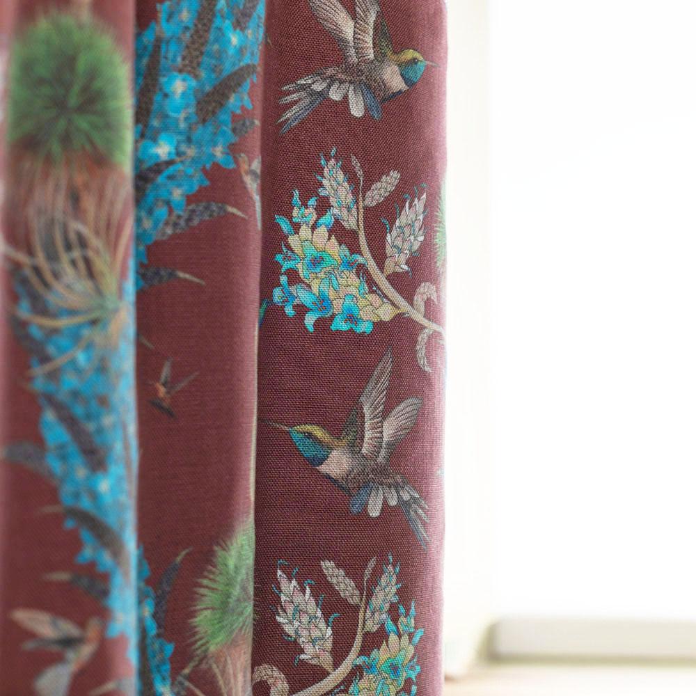 XXI secolo e contemporaneo Carta da parati botanica Madidi Hummingbirds in Oxblood in vendita
