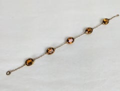 Madiera Citrino Bisel Engastado Pulsera Cadena