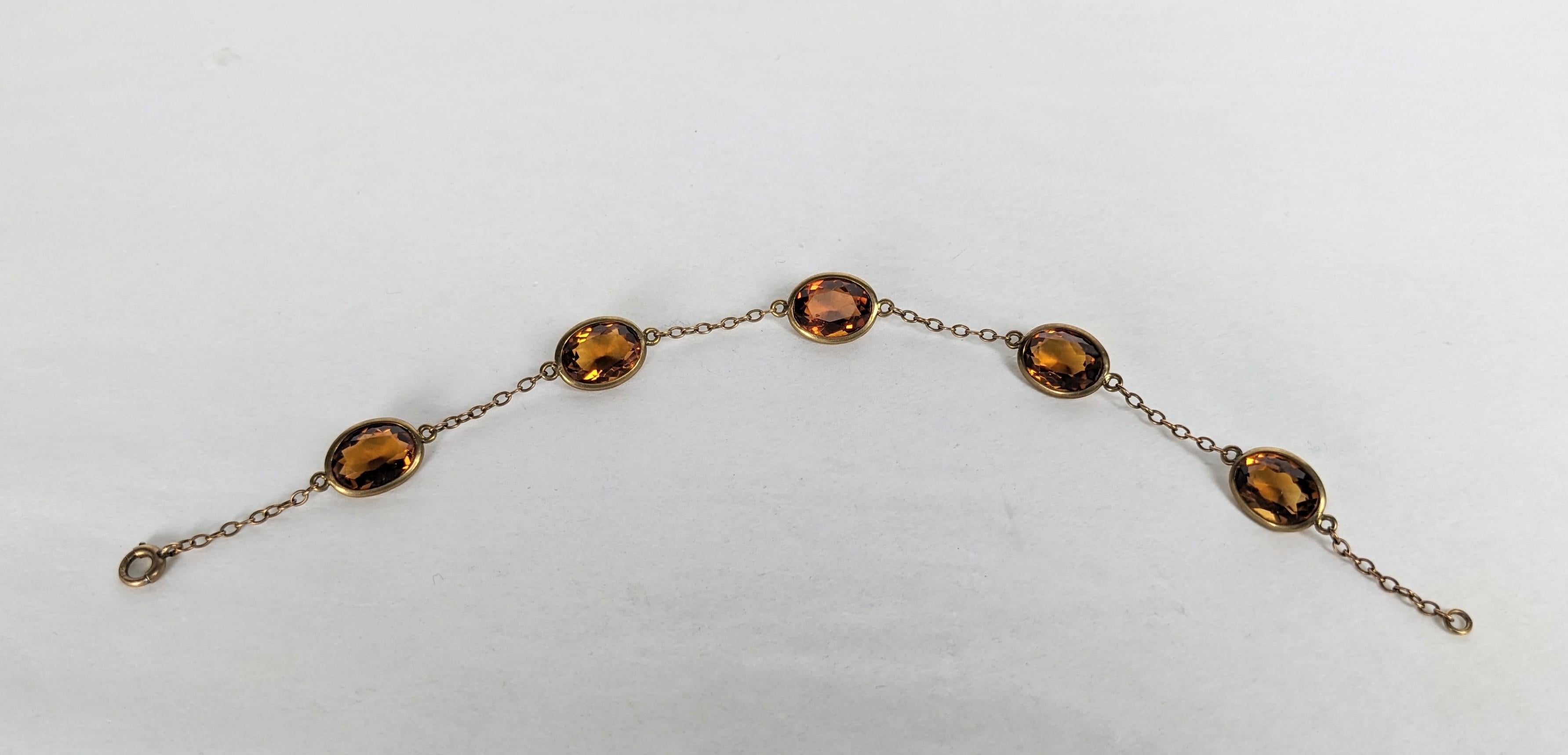 Madiera Citrino Bisel Engastado Pulsera Cadena Artesano en venta