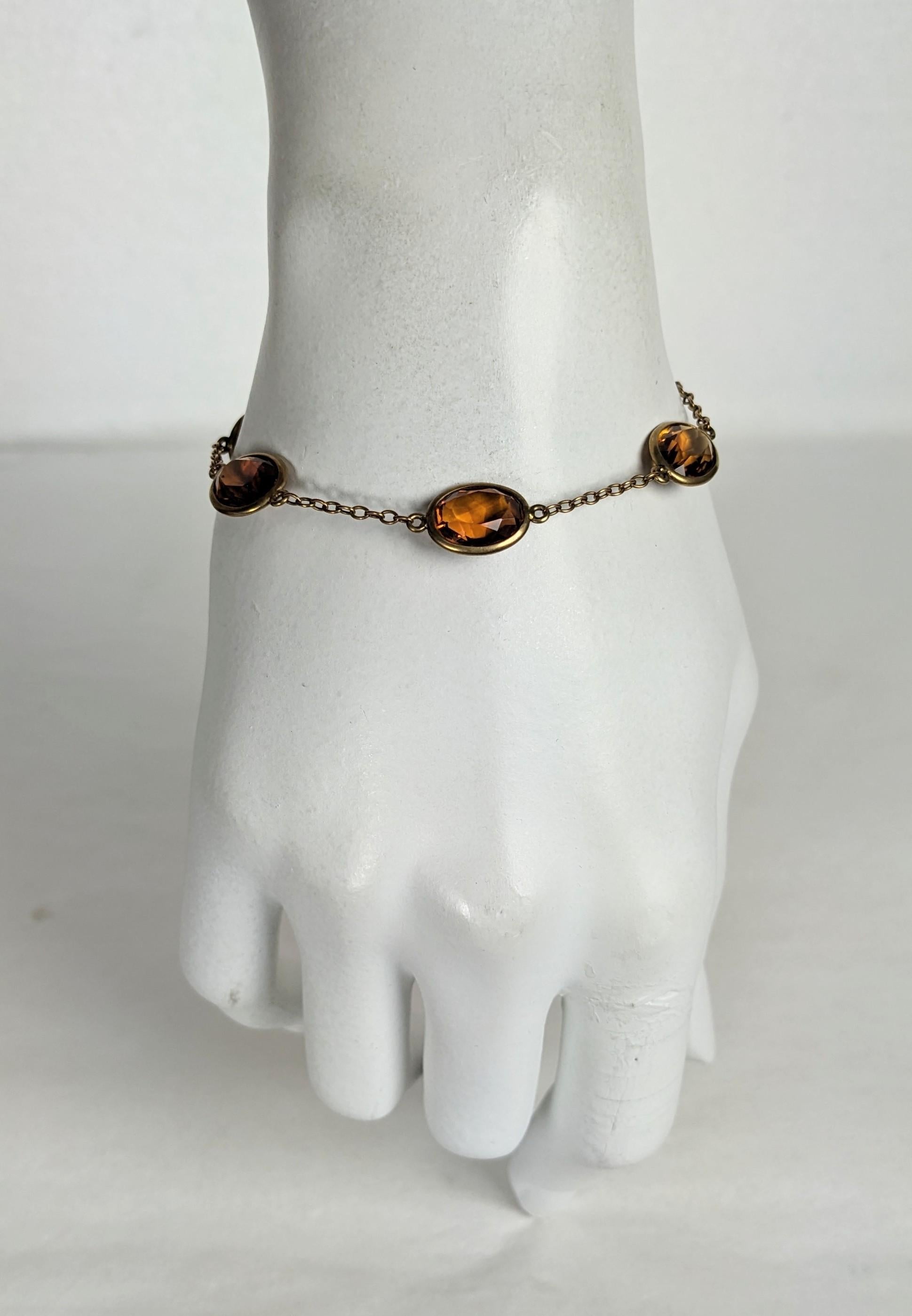 Femenino o masculino Madiera Citrino Bisel Engastado Pulsera Cadena en venta