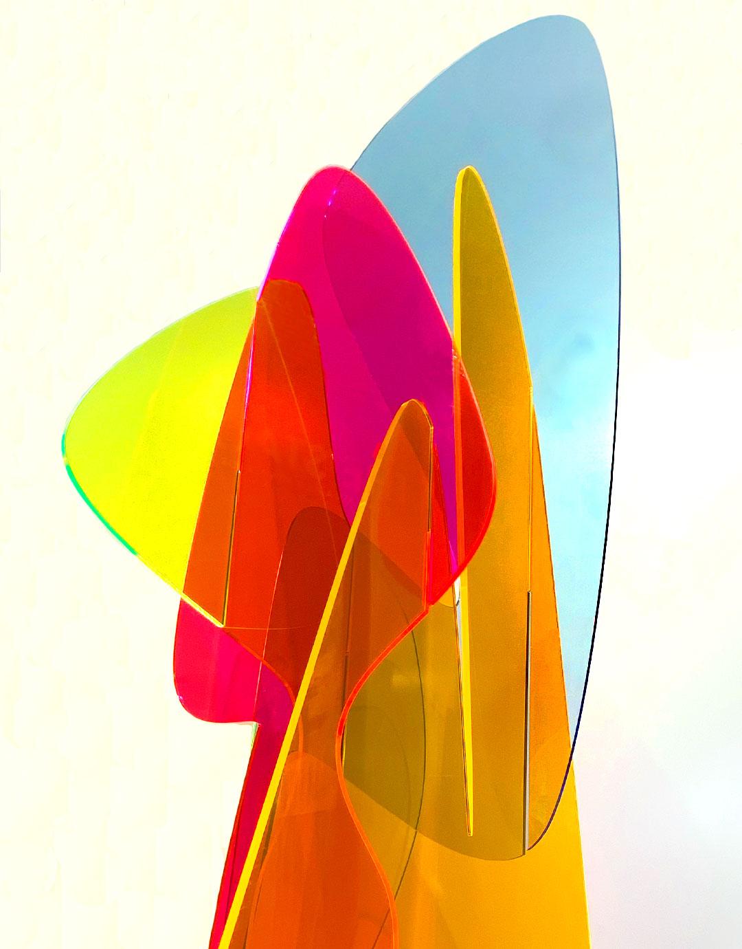 Organism #10, farbenfrohe Acryl-3D-Skulptur, leuchtende Plexiglas-Skulptur in Rosa, Organismendesign im Angebot 2