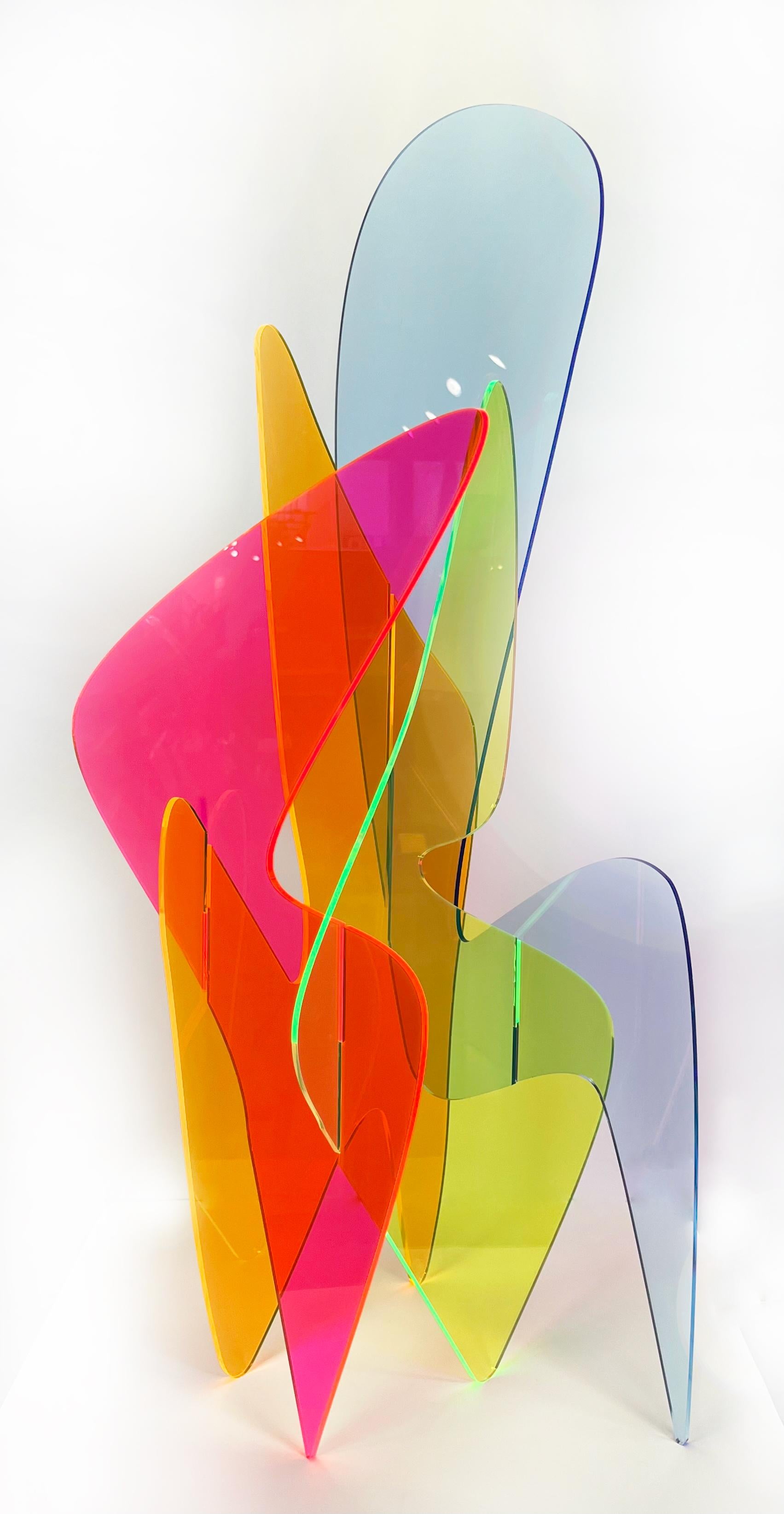 Organism n° 11, sculpture 3D colorée en acrylique, sculpture au design vibrant en plexi 3