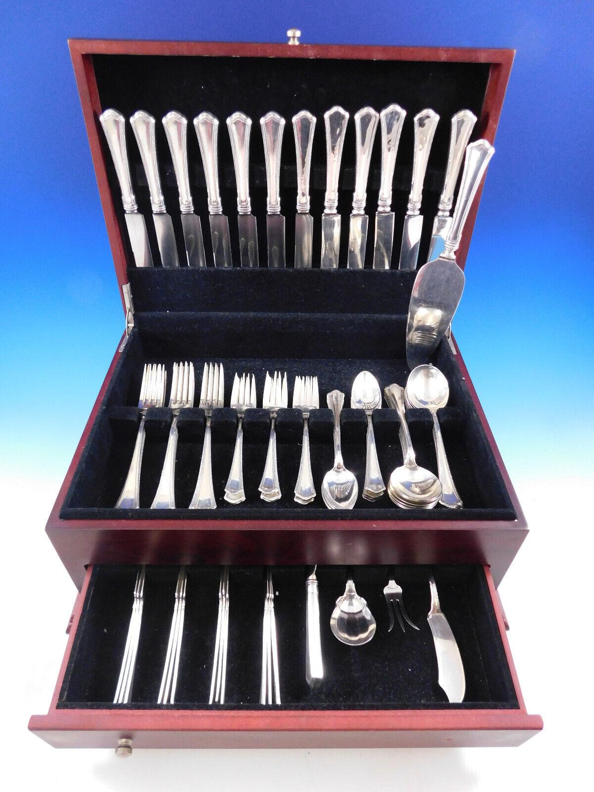 Madison by Wallace c1913 sterling silver flatware set - 77 pieces. This set includes:

12 Knives, 8 3/4