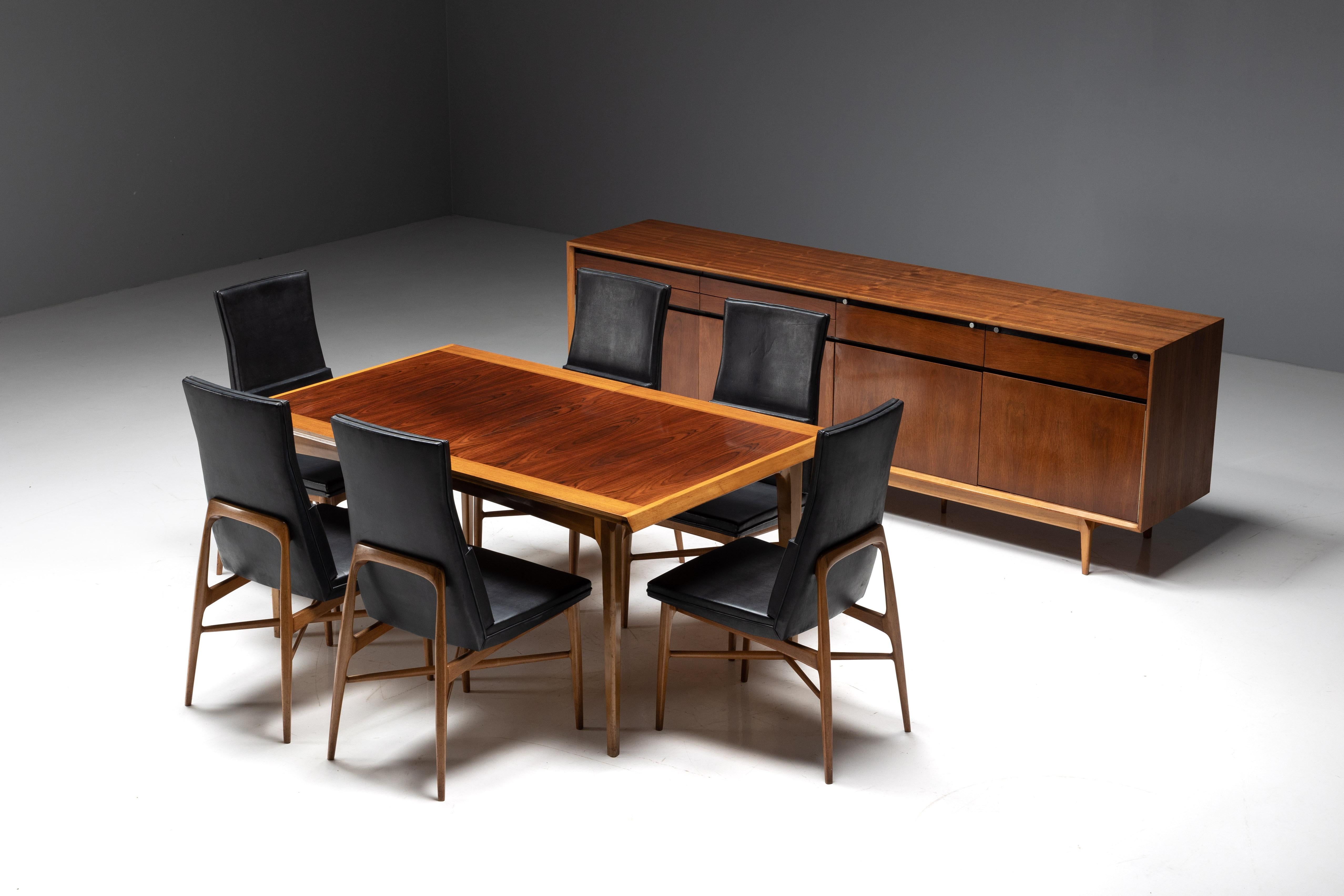 Madison Dining Room Set by Fred Sandra for De Coene, Belgium, 1960s In Excellent Condition For Sale In Antwerp, BE