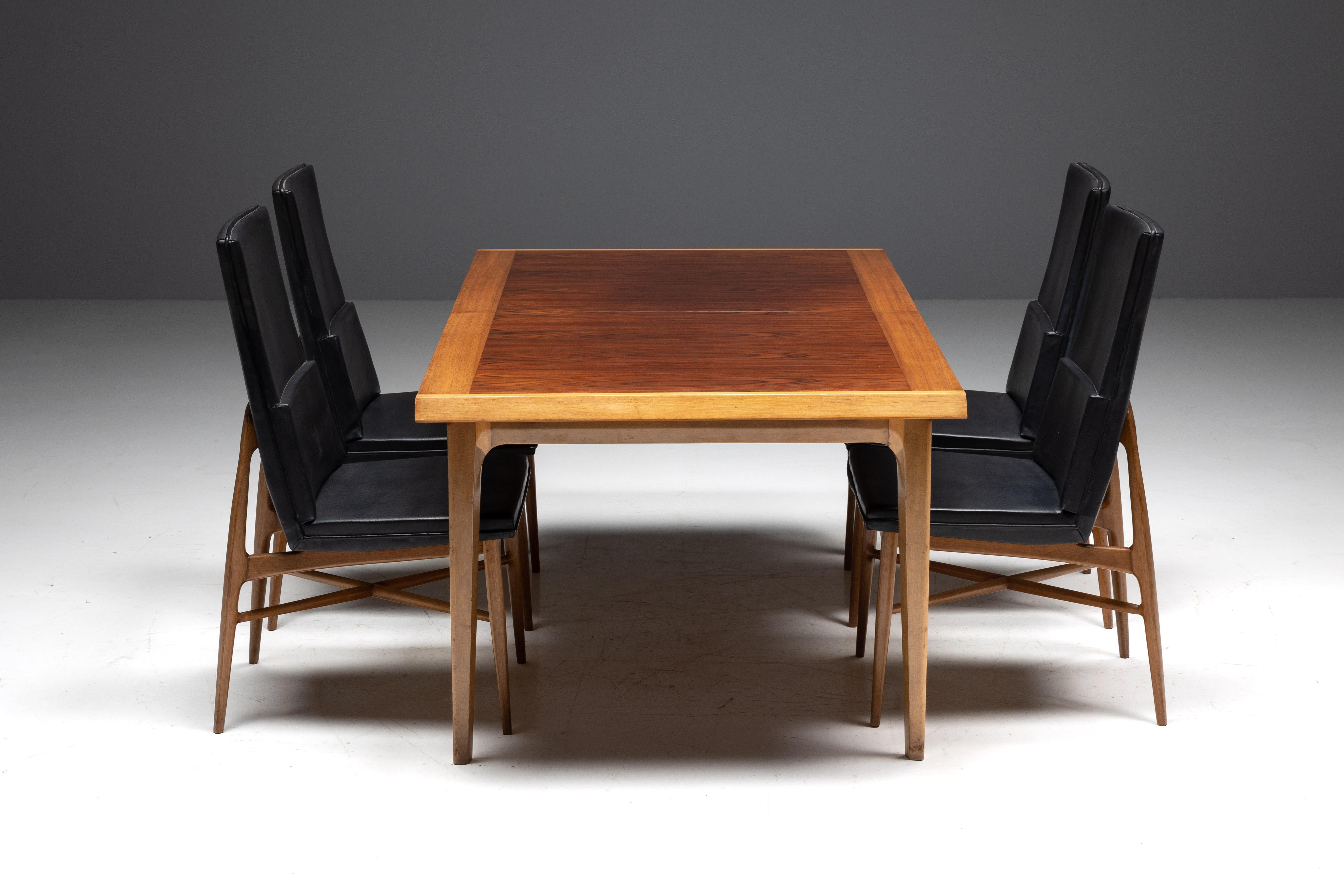 Madison Extendable Dining Table by Fred Sandra for De Coene, Belgium, 1960s For Sale 3