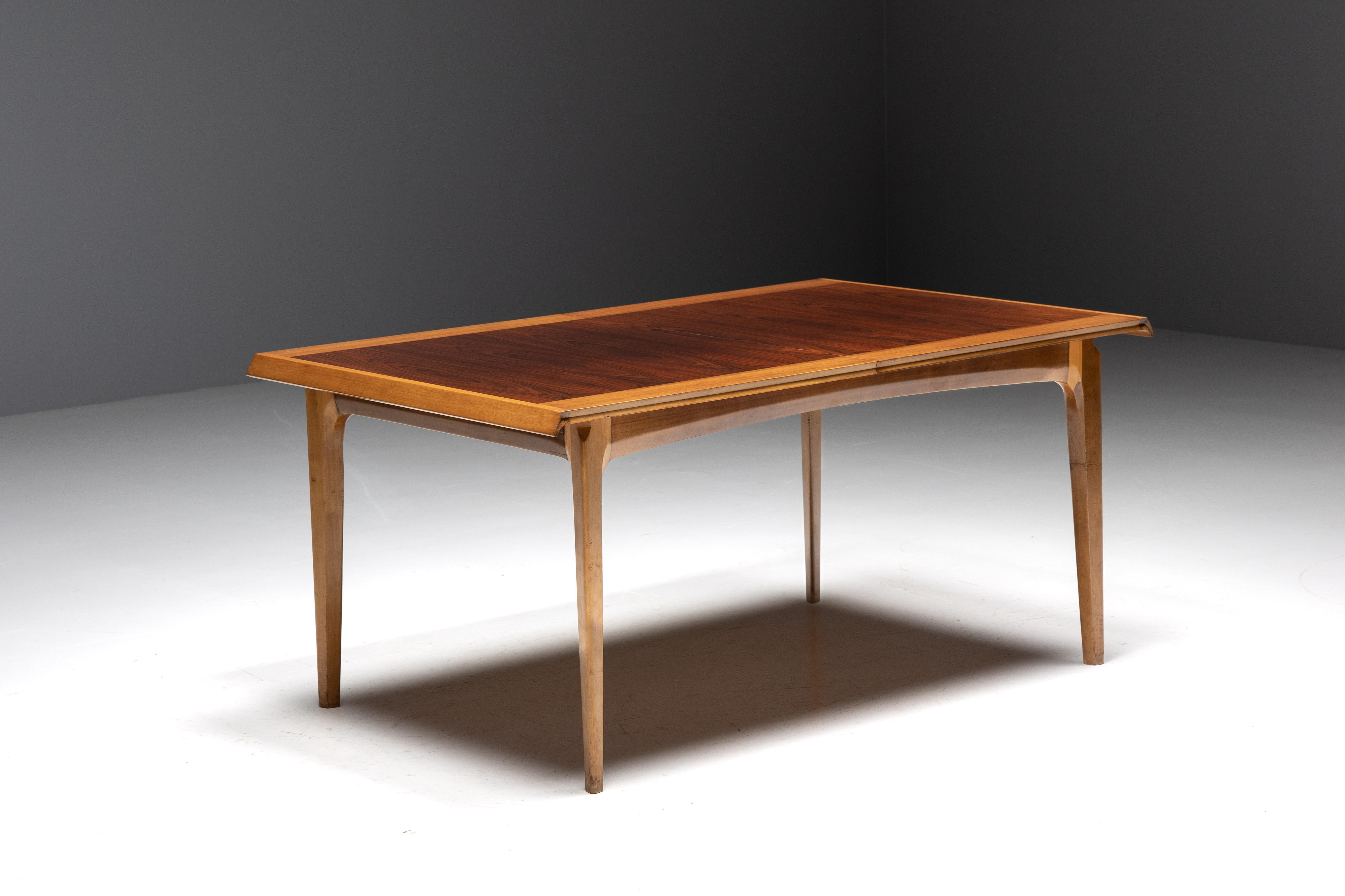 Madison Extendable Dining Table by Fred Sandra for De Coene, Belgium, 1960s In Excellent Condition For Sale In Antwerp, BE