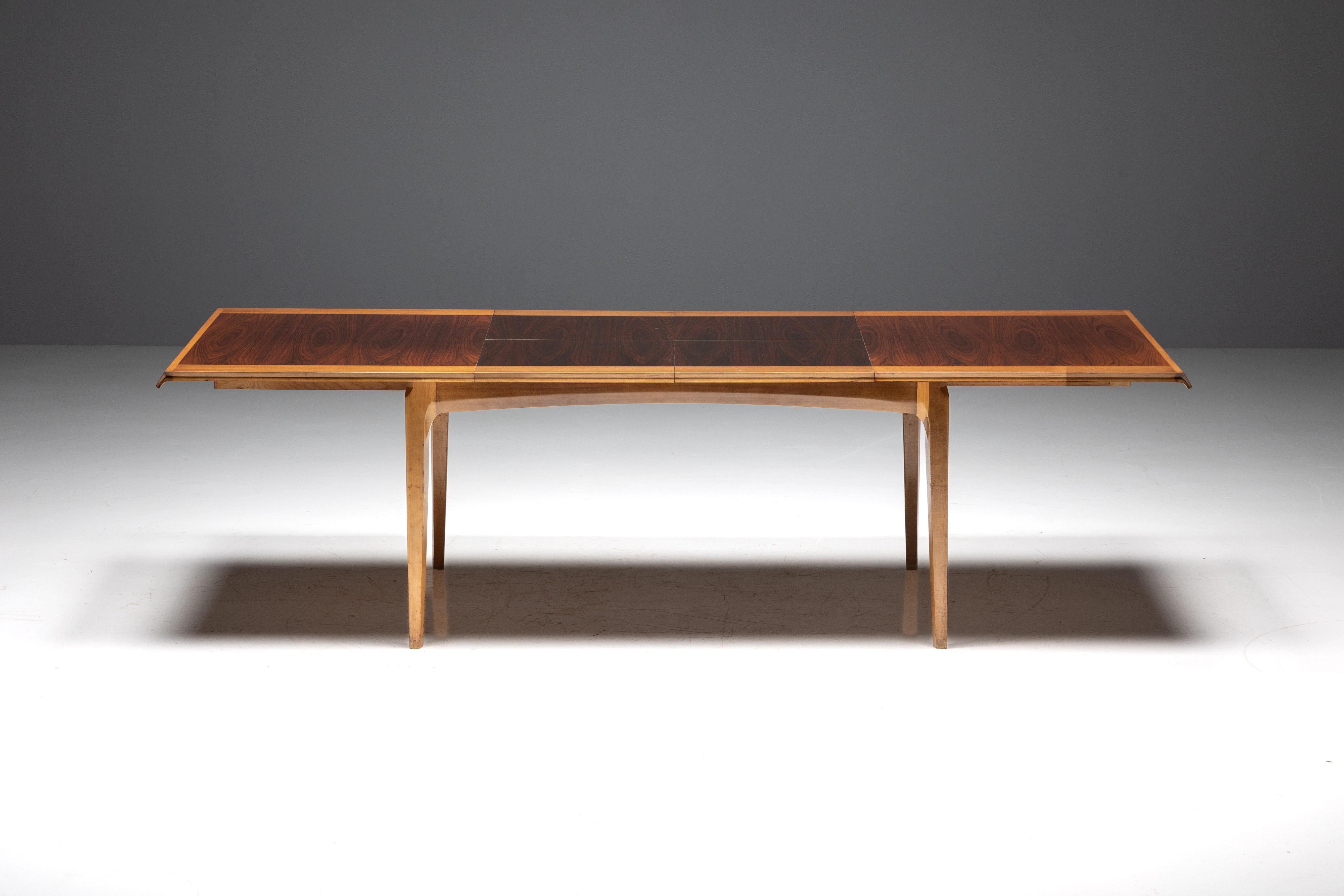 Faux Leather Madison Extendable Dining Table by Fred Sandra for De Coene, Belgium, 1960s For Sale
