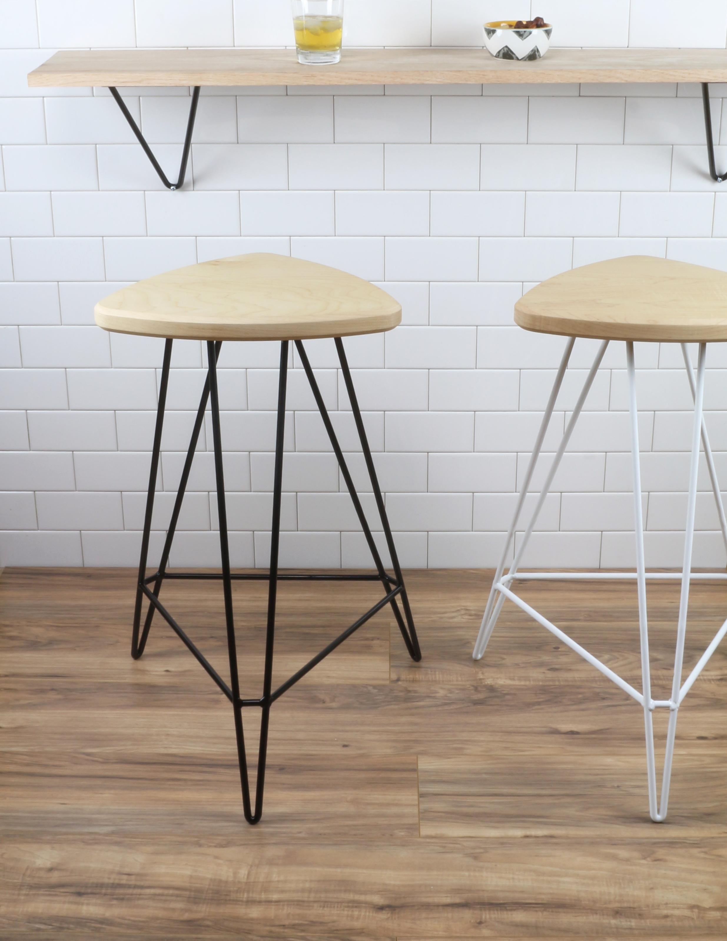 Minimalist Madison Hairpin Counter Stool Maple Black For Sale