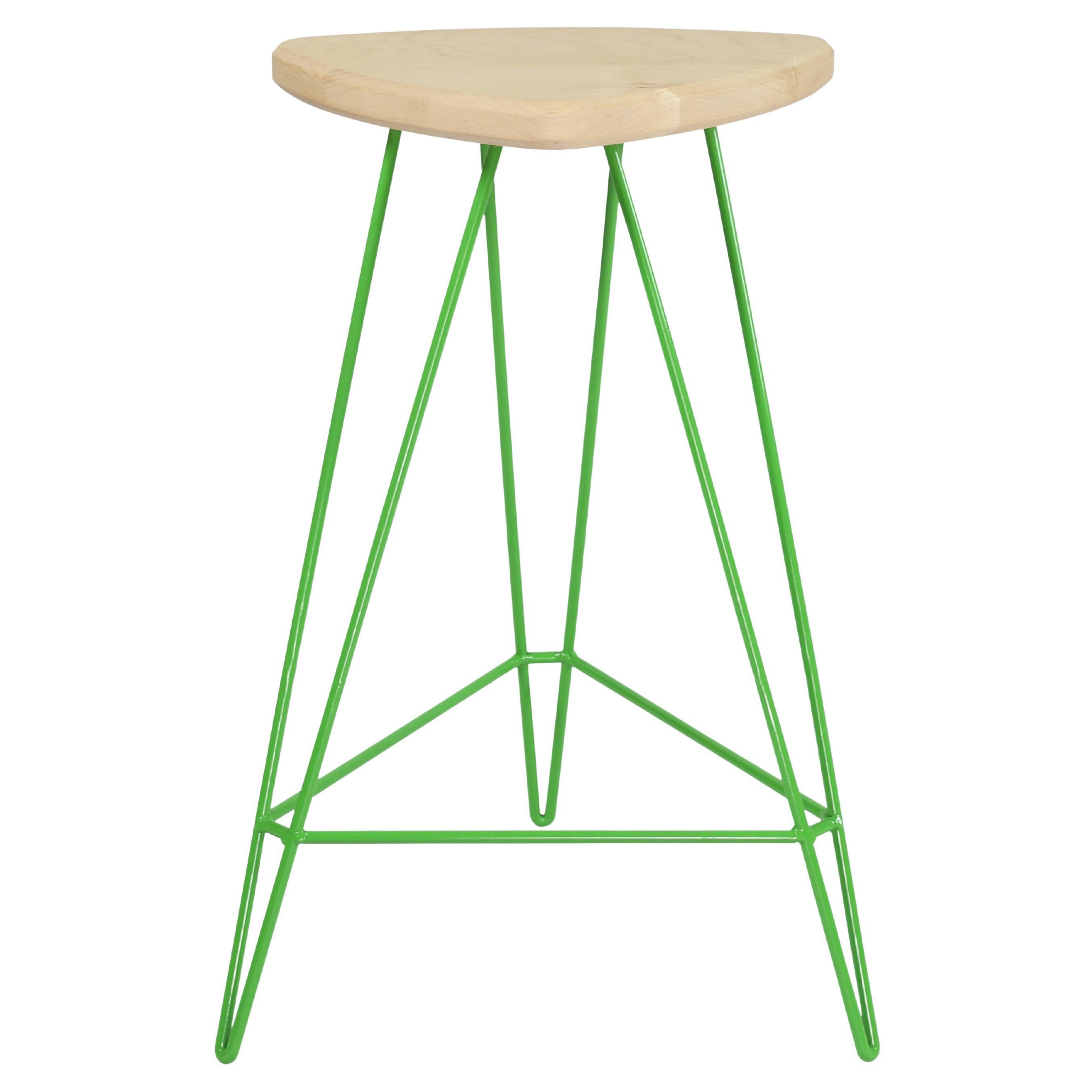 Madison Hairpin Counter Stool Maple Green For Sale