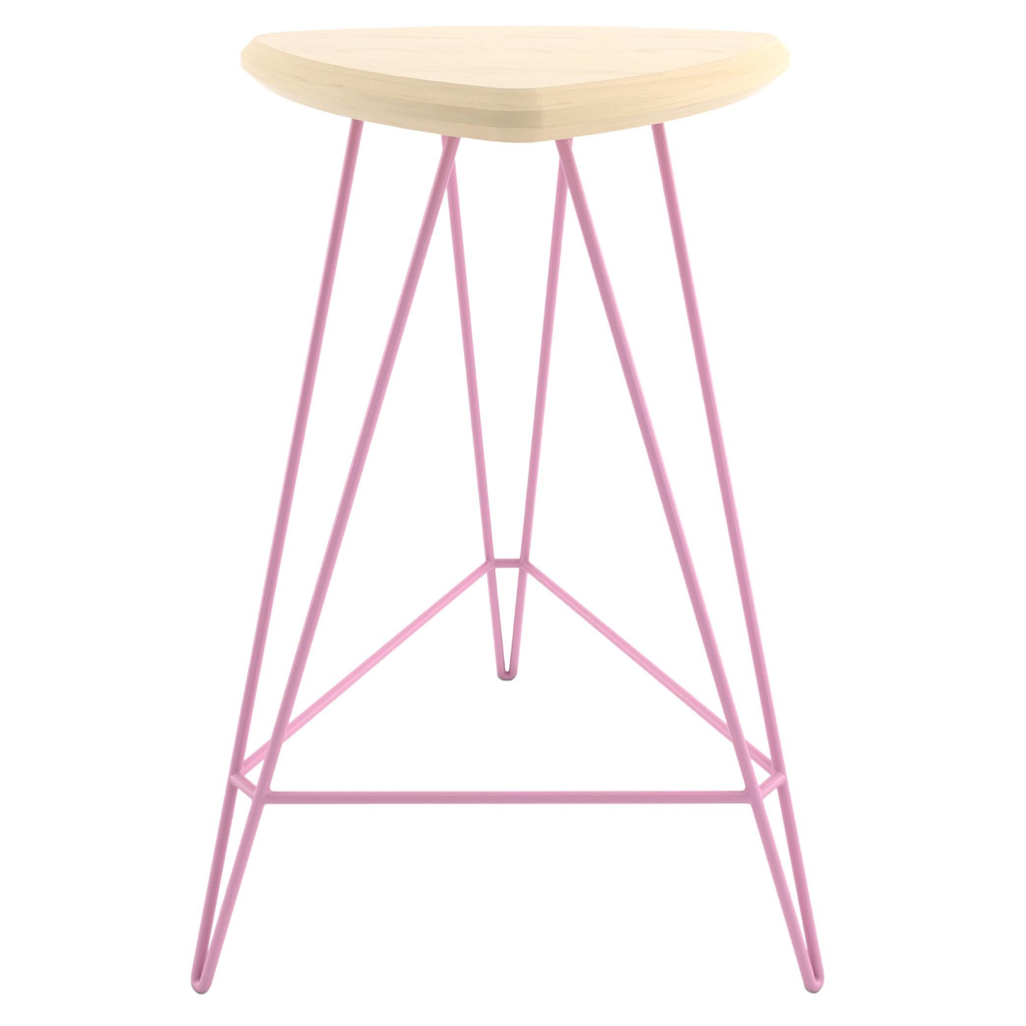 Madison Hairpin Counter Stool Maple Pink For Sale