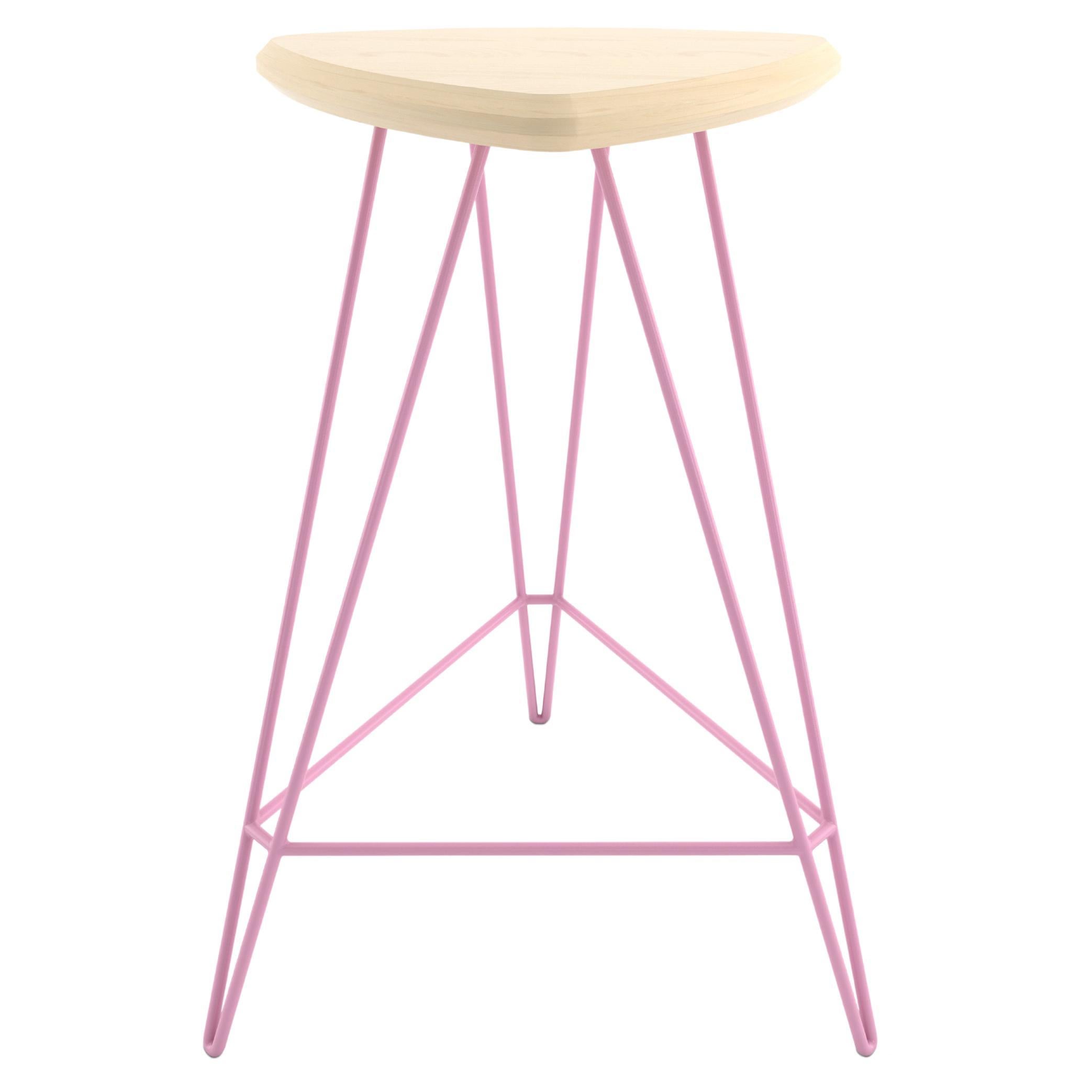 Madison Hairpin Counter Stool Maple Pink