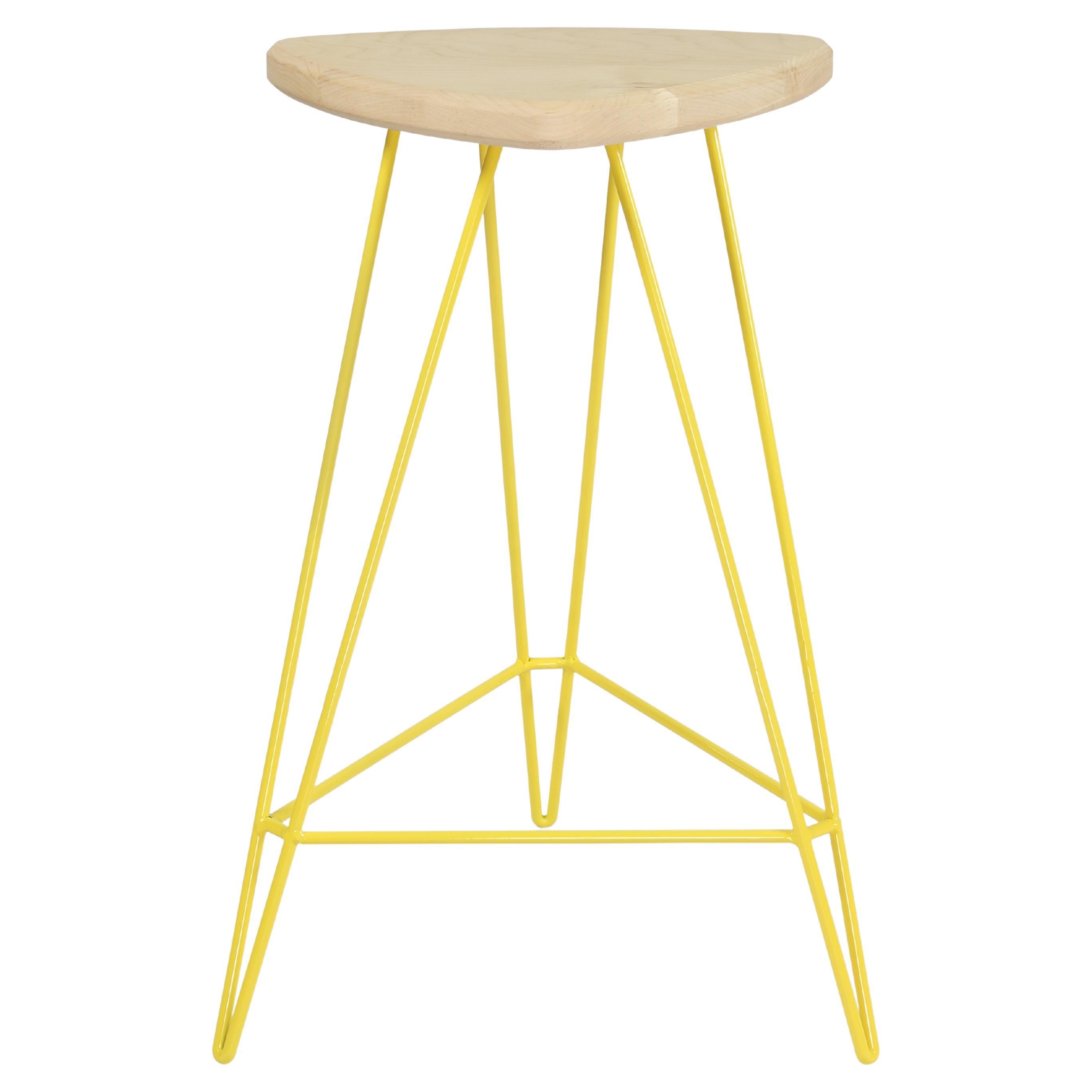 Madison Hairpin Counter Stool Maple Yellow For Sale