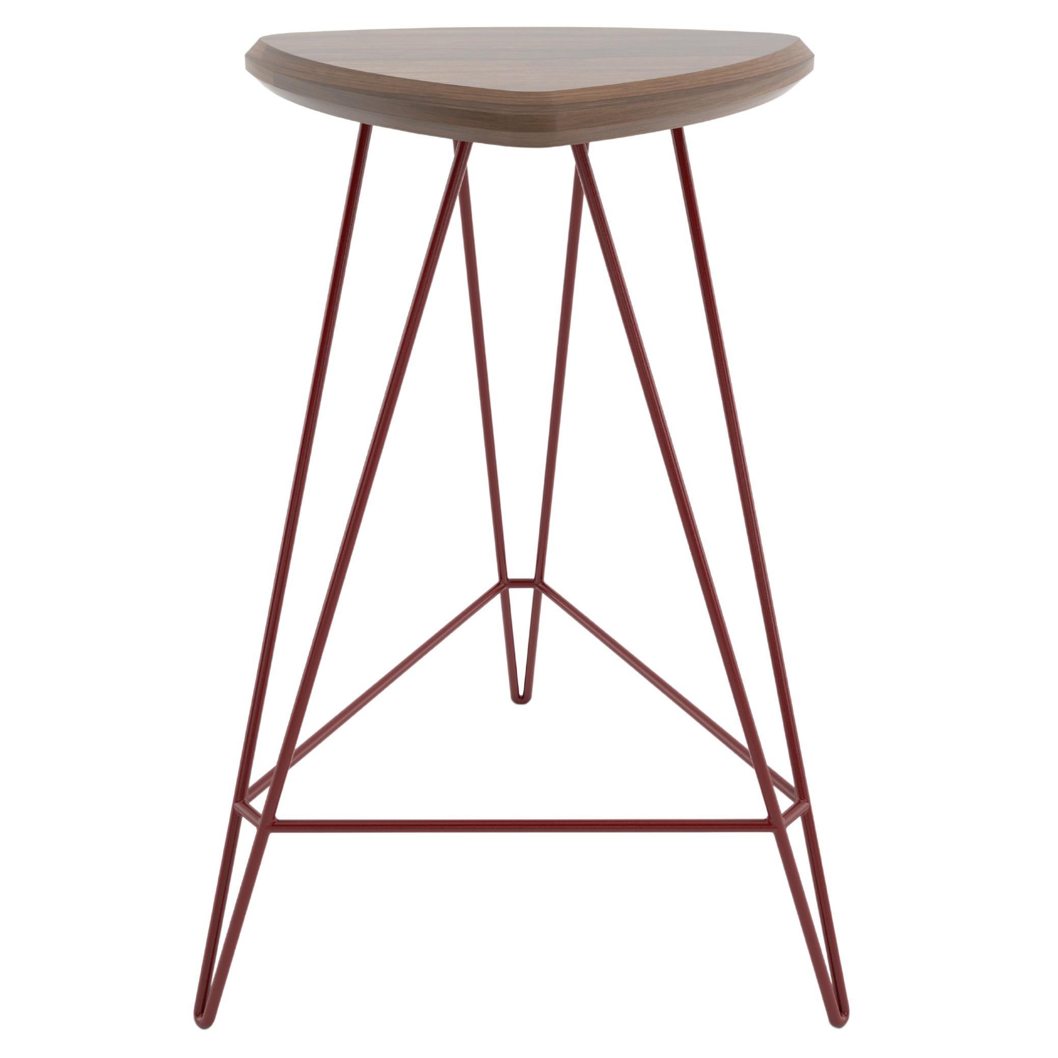 Madison Hairpin Counter Stool Walnut Blood Red