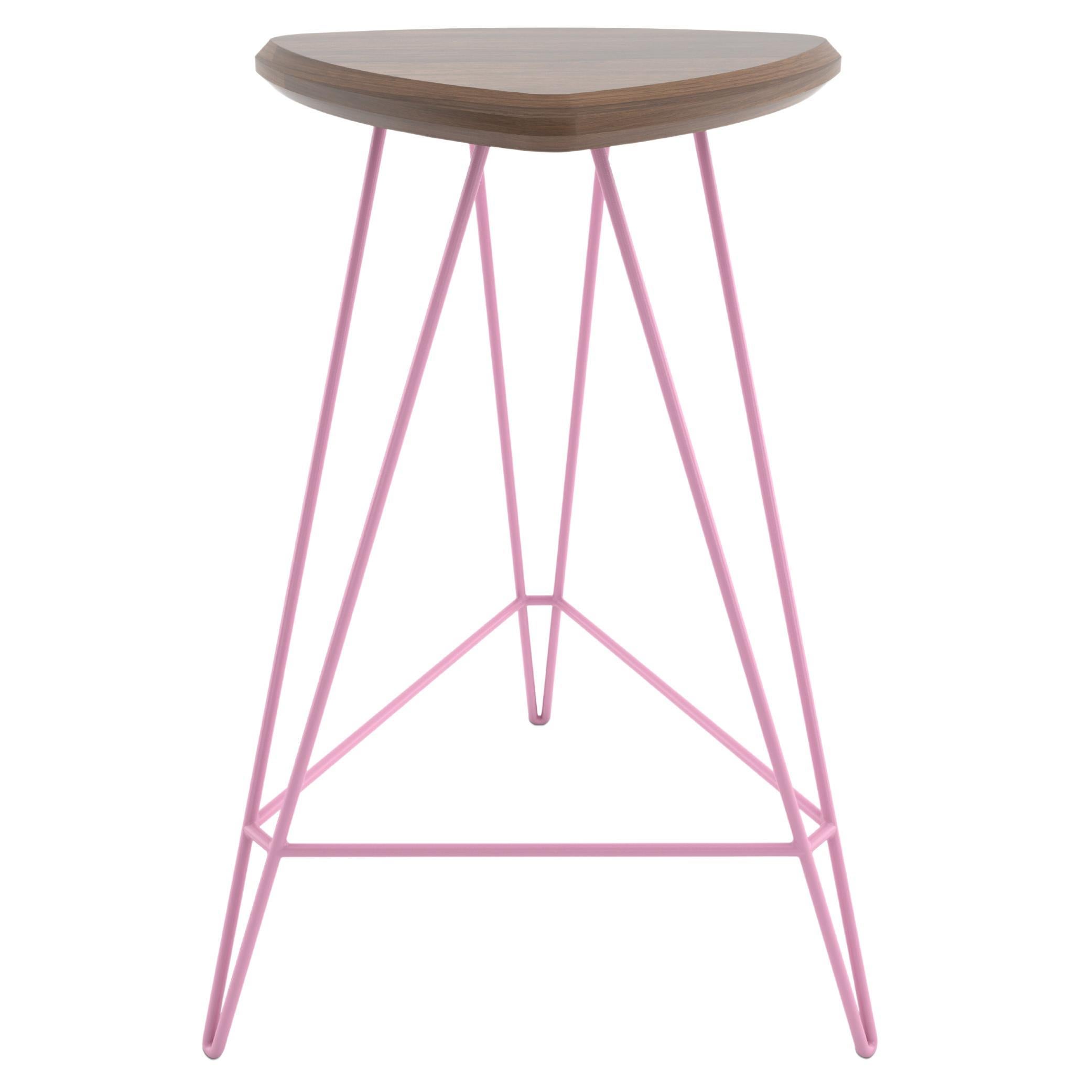 Madison Hairpin Counter Stool Walnut Pink For Sale