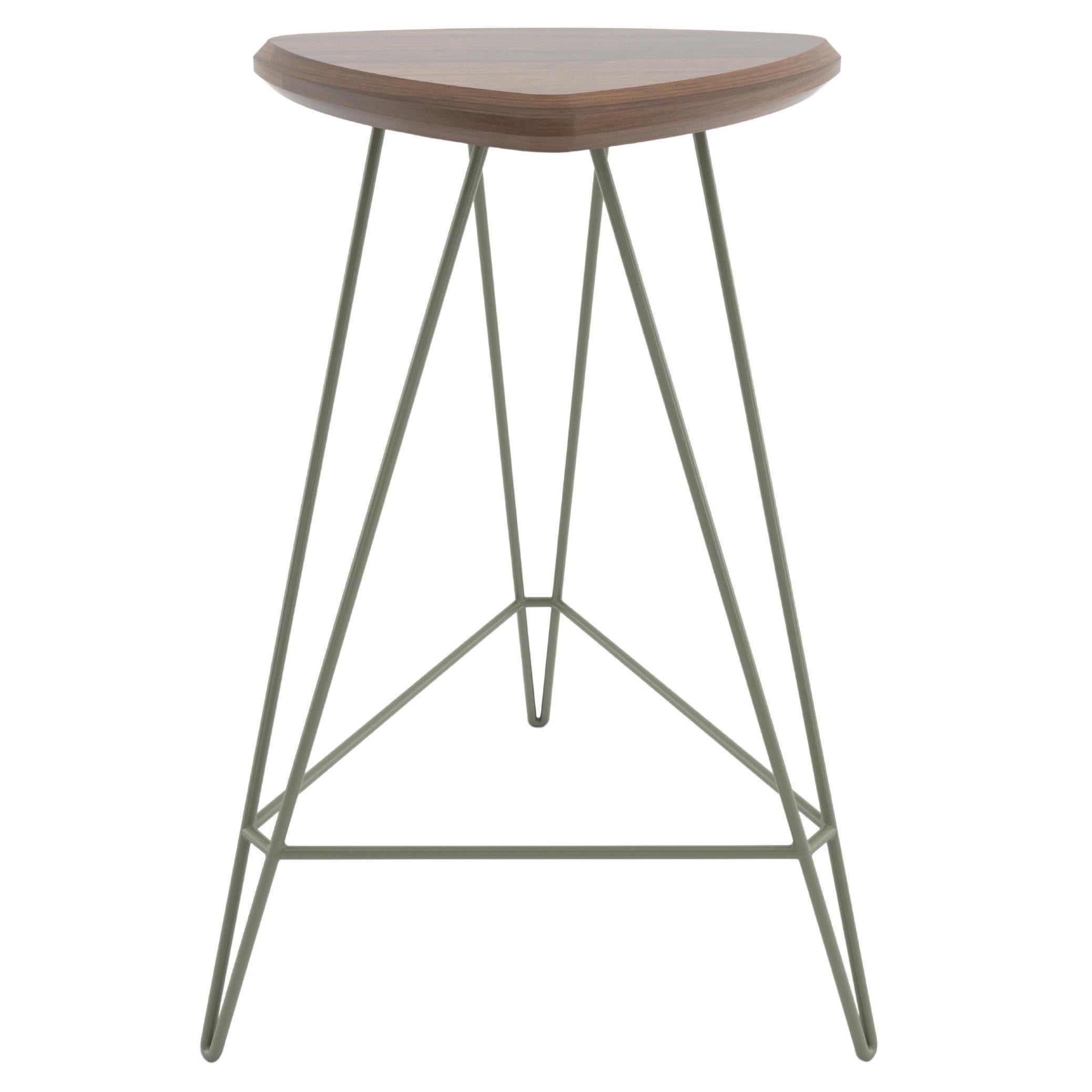 Madison Hairpin Counter Stool Walnut Prairie Green For Sale