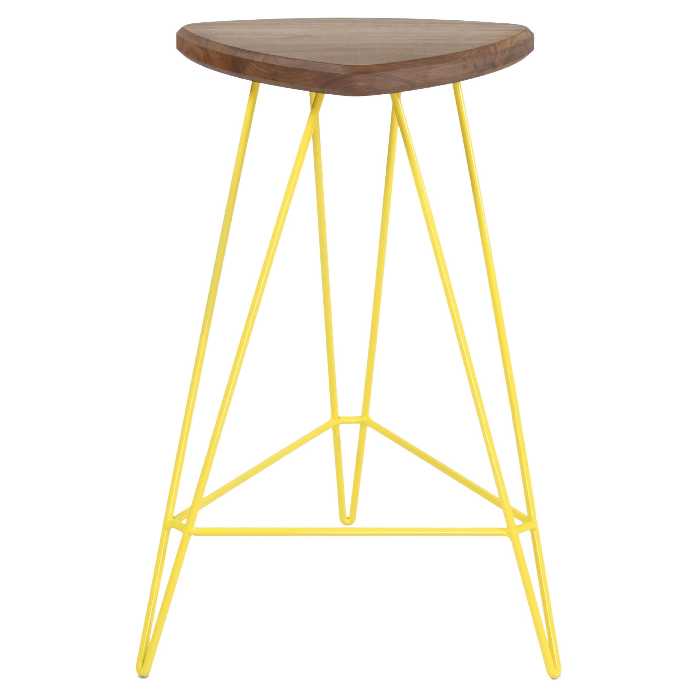 Madison Hairpin Counter Stool Walnut Yellow For Sale