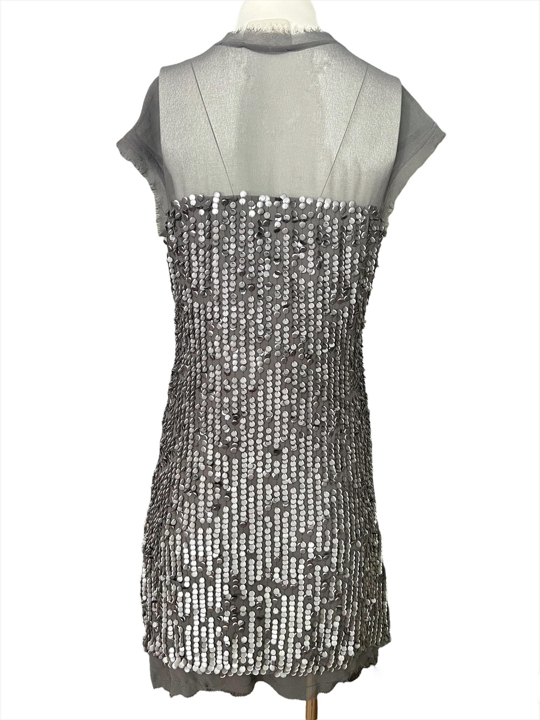 Gray Madison Marcus Grey Sequin Mini Dress For Sale