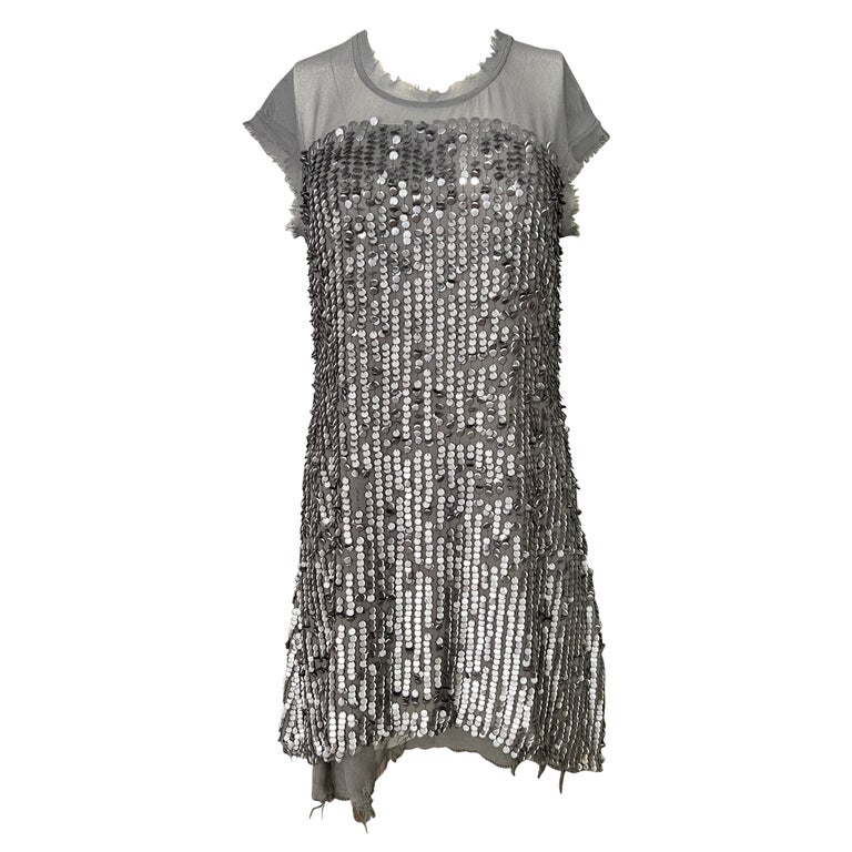 slim fit dress slacks Women's for The Thrill Sequin Sleeveless Shift Mini Dress in Silver