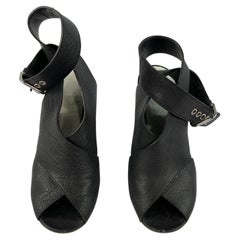 Madison Martin Margiela Black Leather Sandals Heels, Size 39