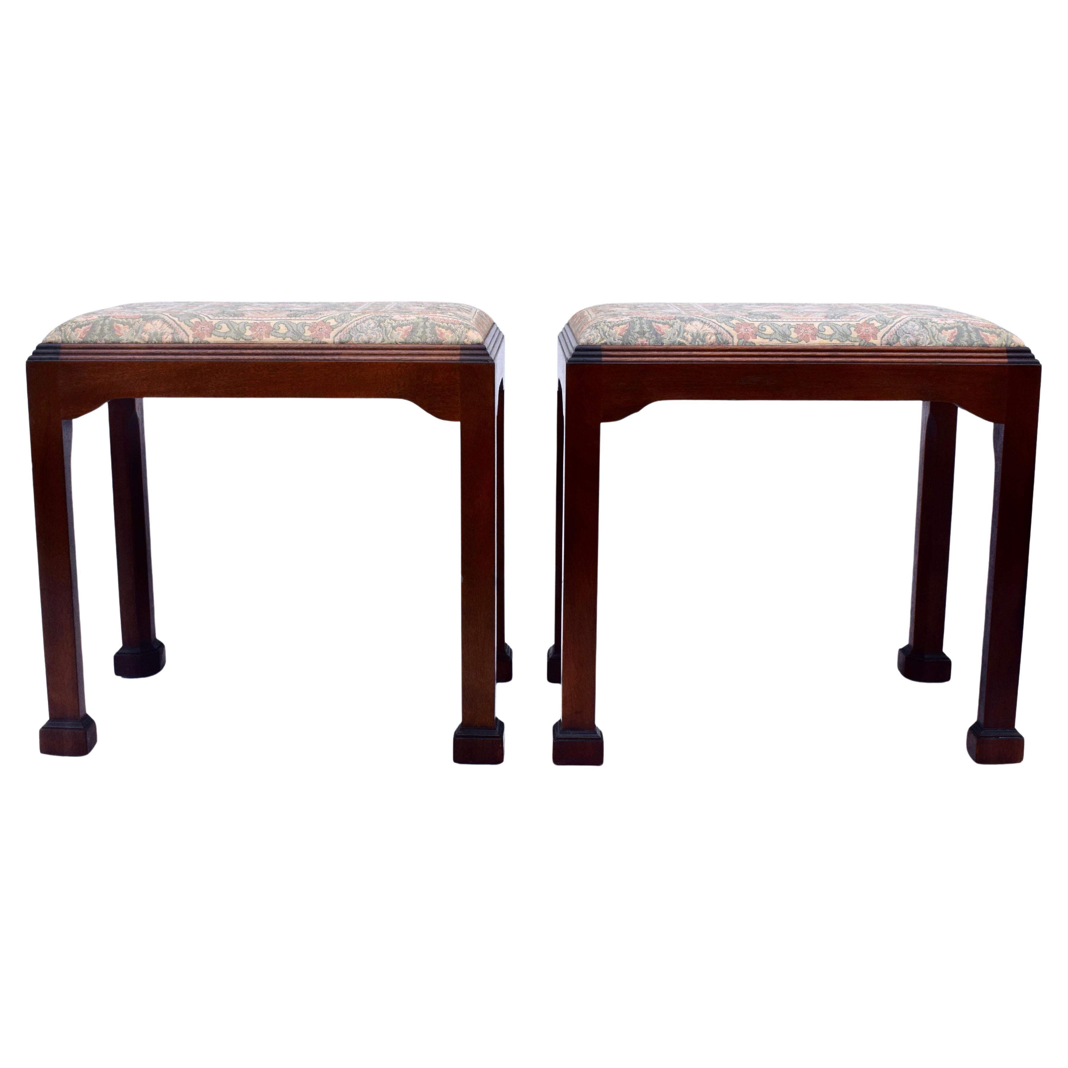 Madison Square English Mahogany Chippendale Style Footstool Benches