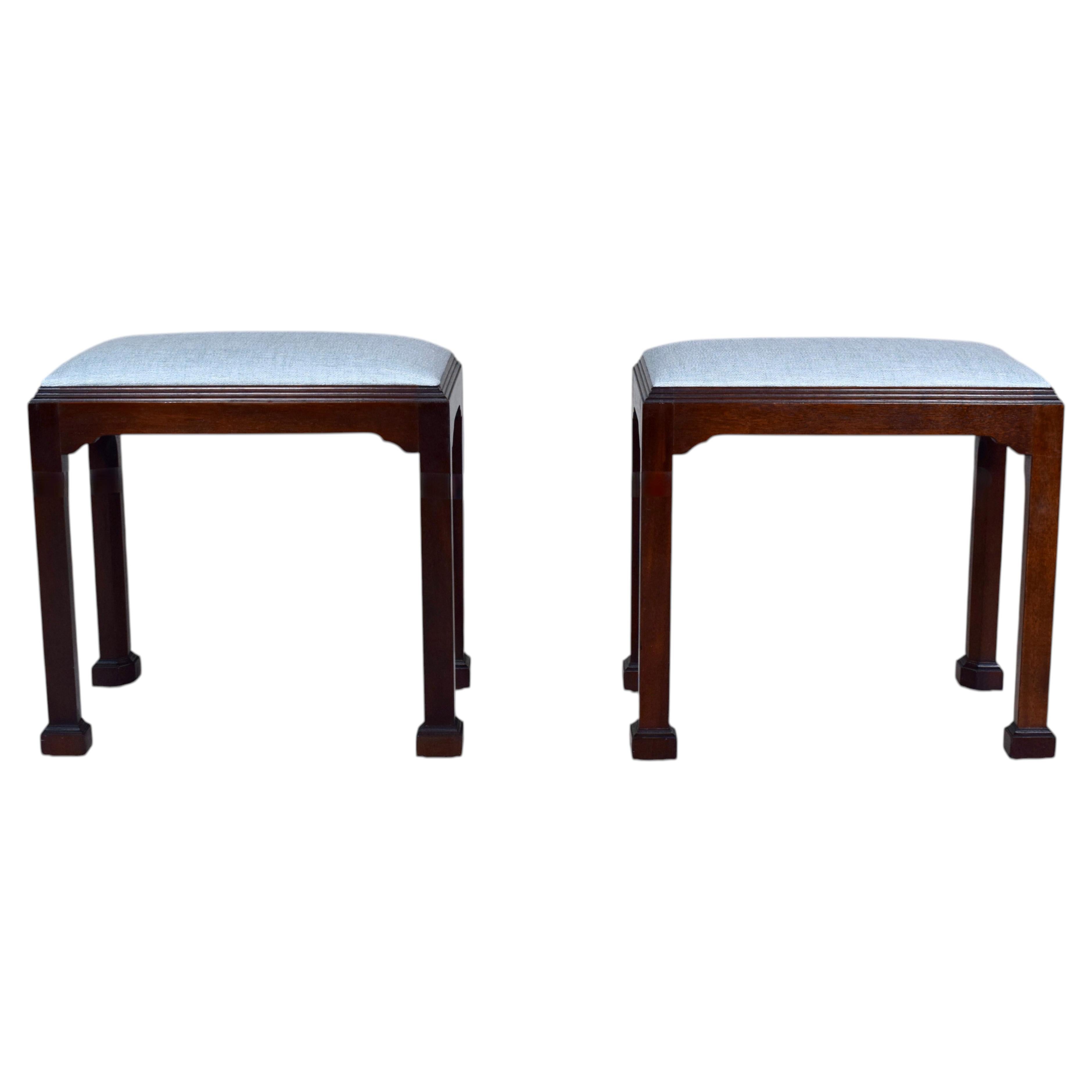 Madison Square English Mahogany Chippendale Style Footstool Benches