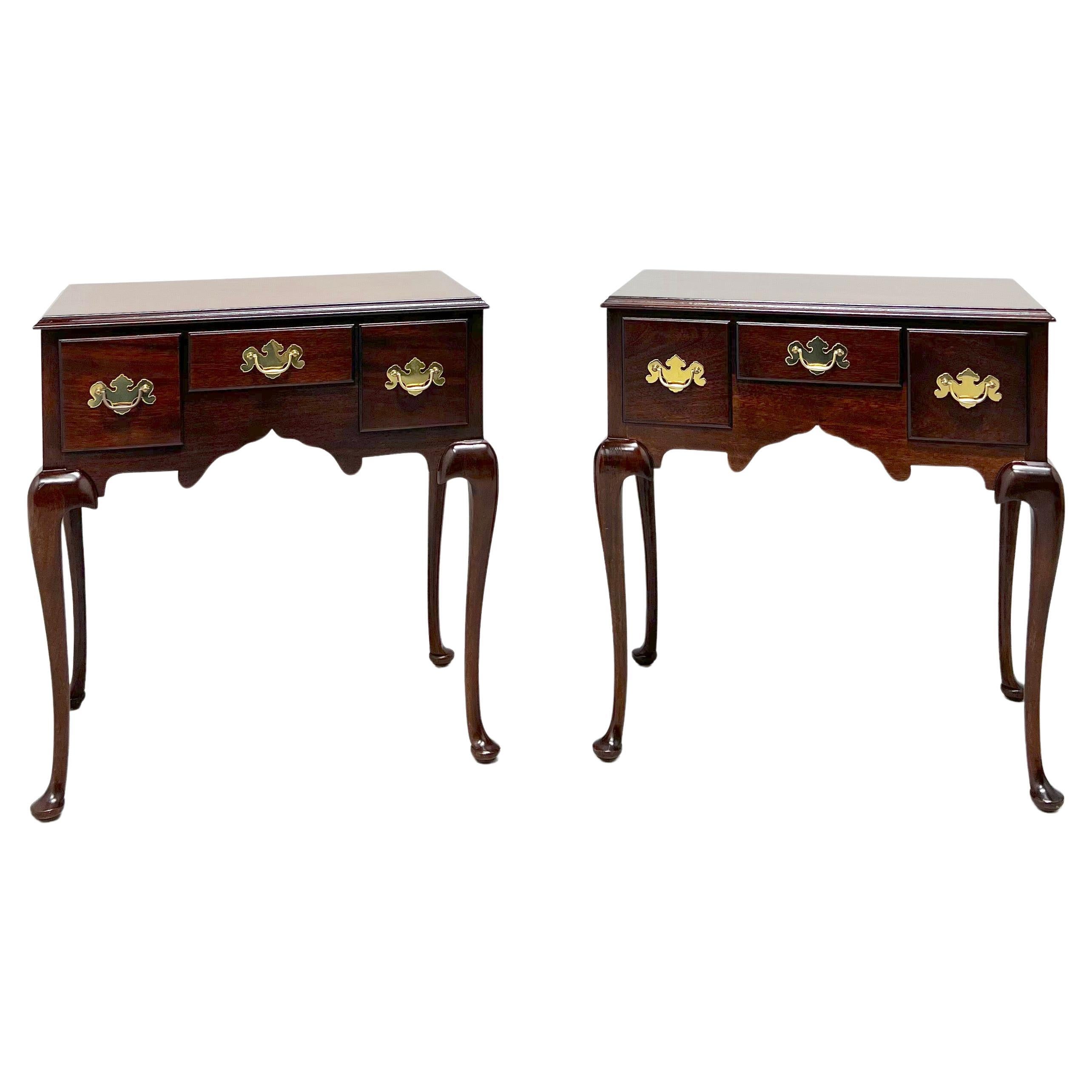 MADISON SQUARE Mahogany Queen Anne Lowboy Style Bedside / Side Tables - Pair