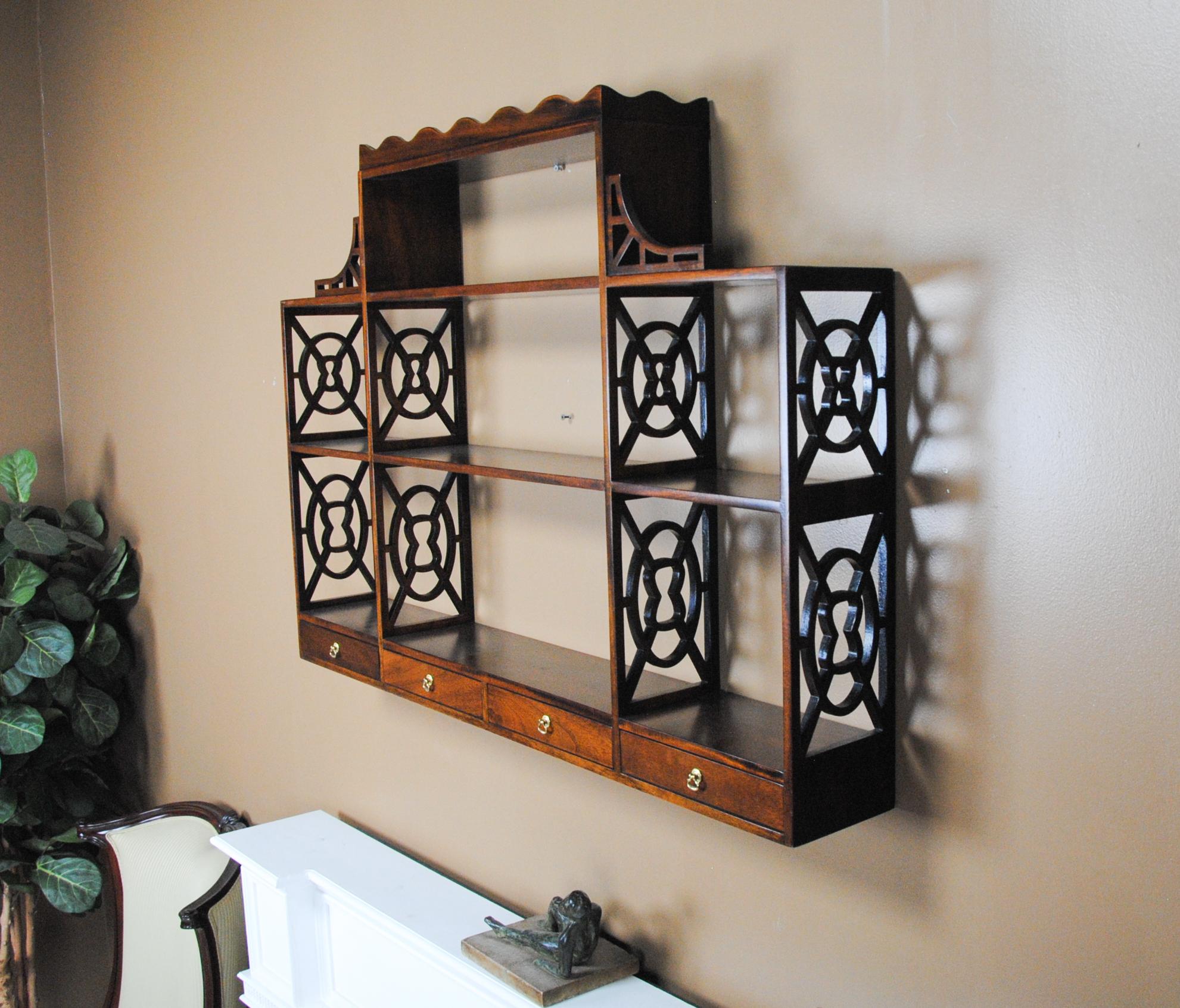 Chinese Chippendale Madison Square Mahogany Wall Shelf