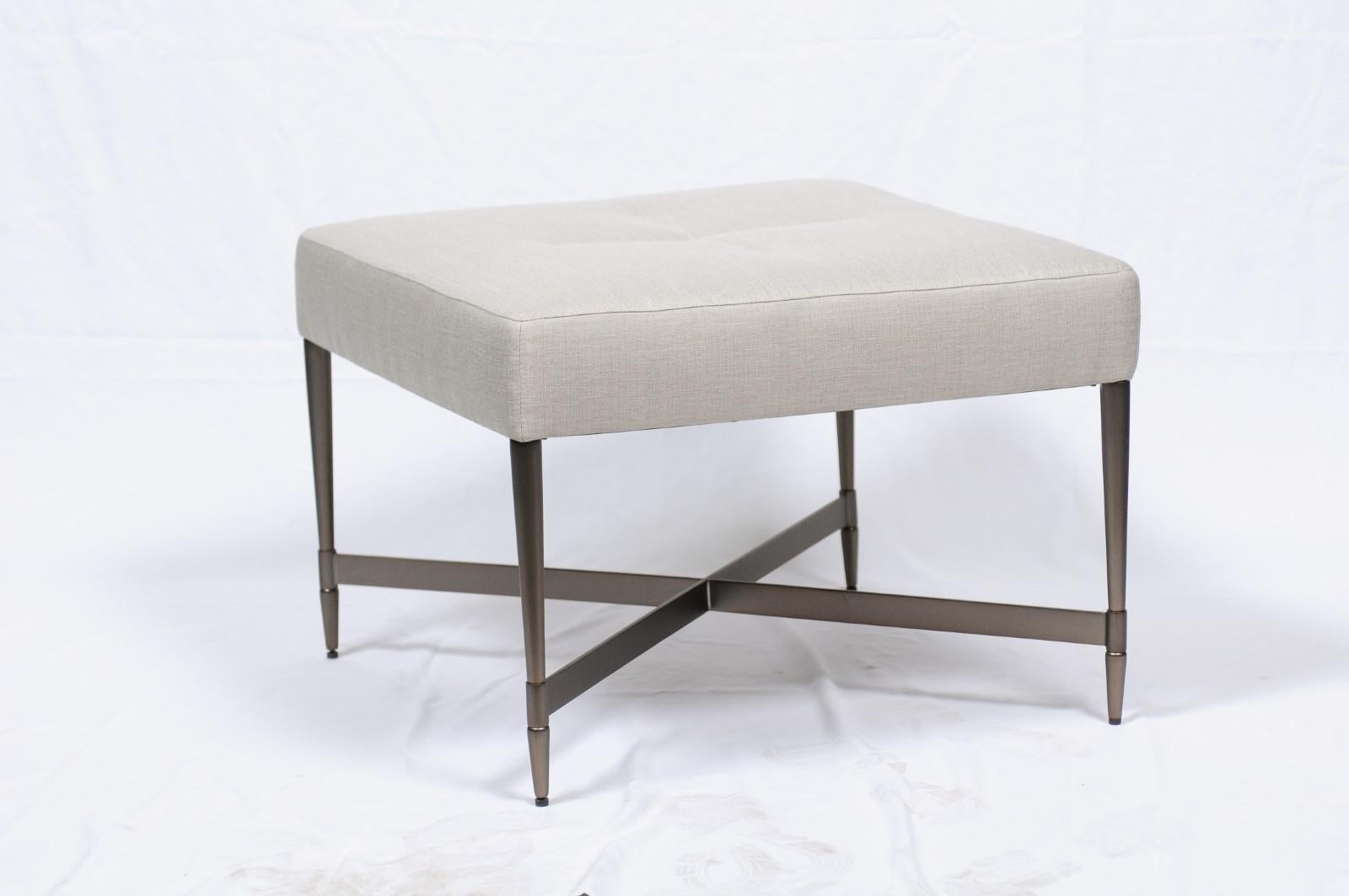 Brass Madison Square Stool by Barbara Barry for Baker