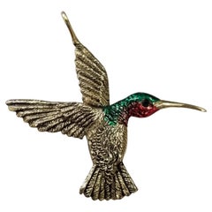 Madleine Kay 14k Yellow Gold "Humming Bird" Pendant with Black Diamond & Enamel