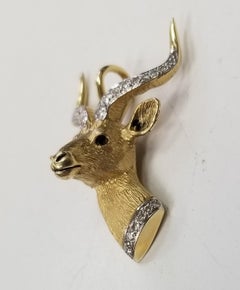 Madleine Kay 14k Yellow Gold "Impala Head" Pendant with Diamonds