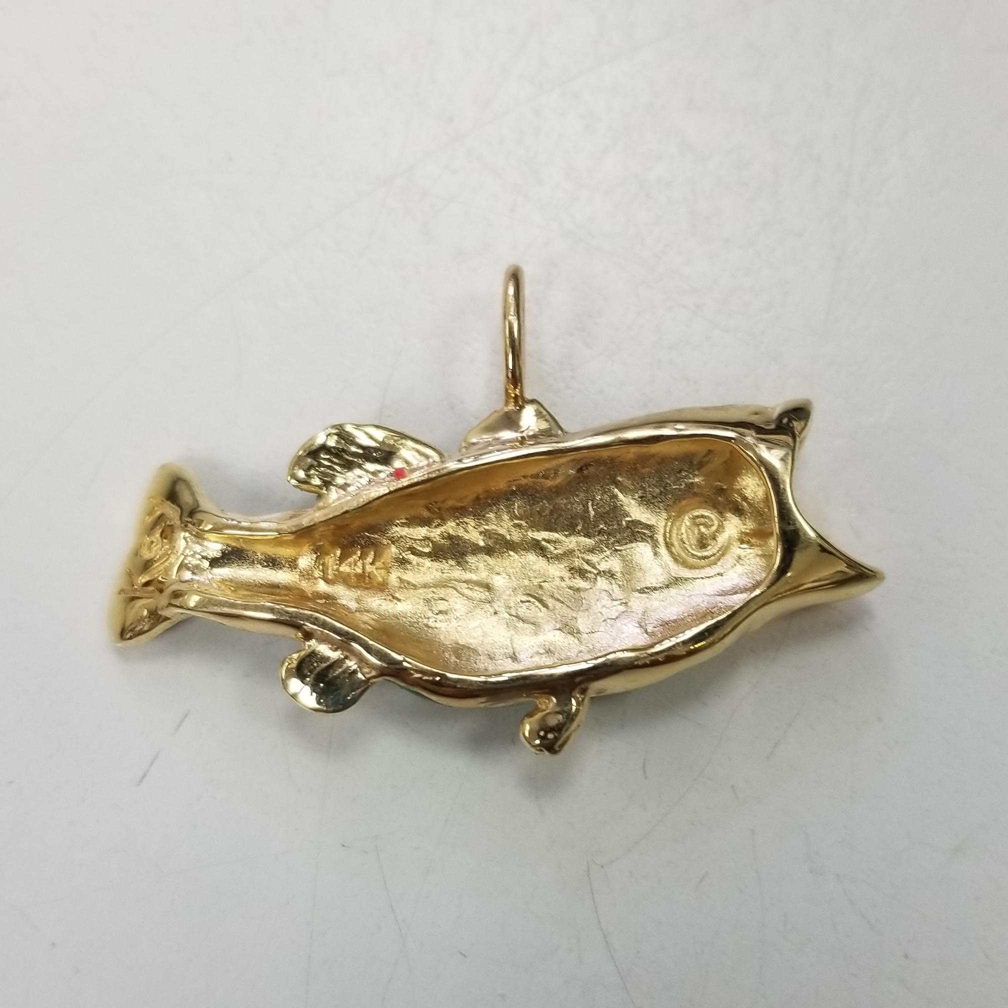 largemouth bass gold pendant