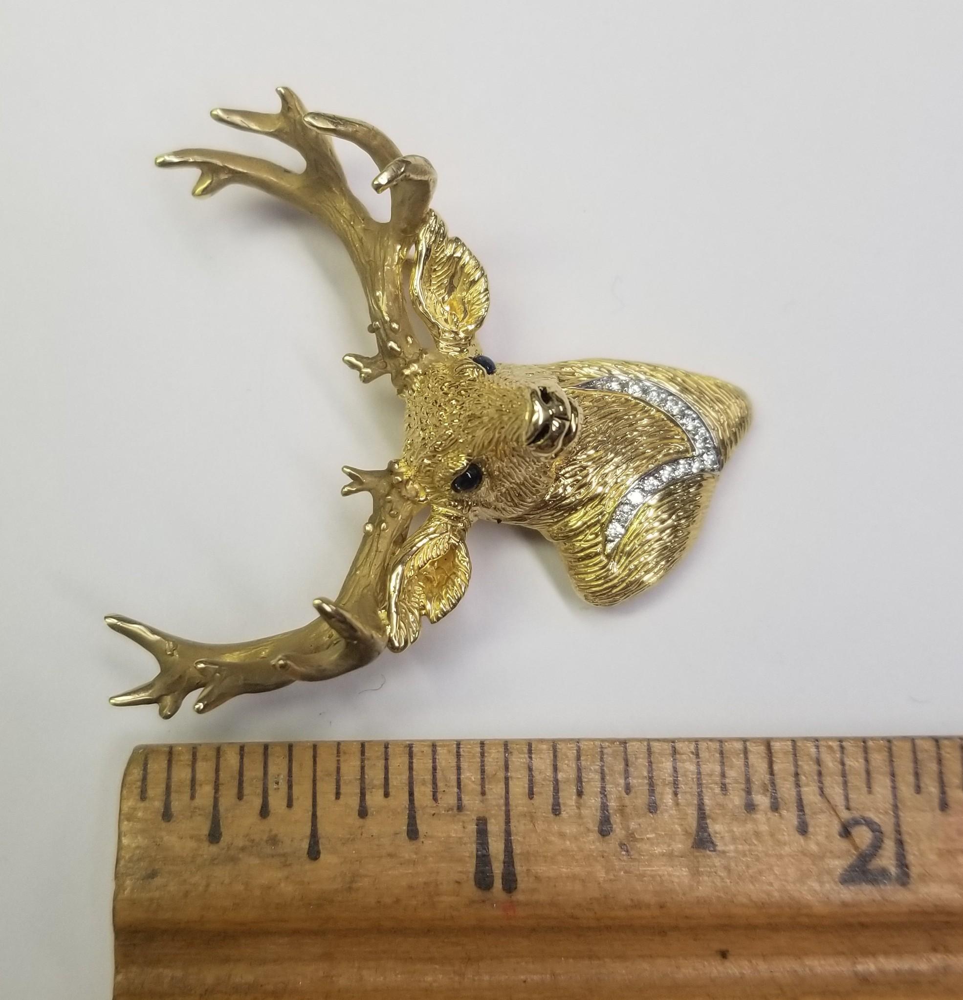 Pendentif Kay « Multi Deer Head » Madleine en or jaune 14 carats avec diamants Unisexe en vente