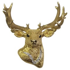 Pendentif Kay « Multi Deer Head » Madleine en or jaune 14 carats avec diamants