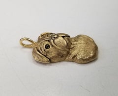 Madleine Kay 14k Yellow Gold "Pug Dog" Pendant with Garnet Eye