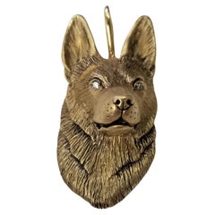 Madleine Kay 14k Yellow Gold "Shepard Dog Head" Pendant with Diamond Eyes