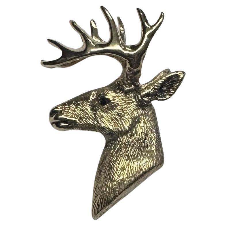 Madleine Kay 14k Yellow Gold "Whitetail Deer Head" 3/4 head pendant w/ Diamonds For Sale