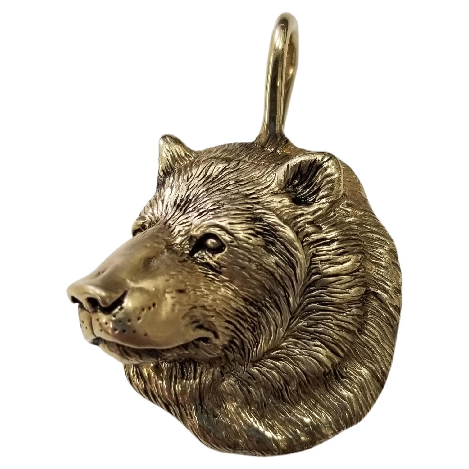 Madleine Kay 14k Yellow Gold "Bear Head" pendant For Sale