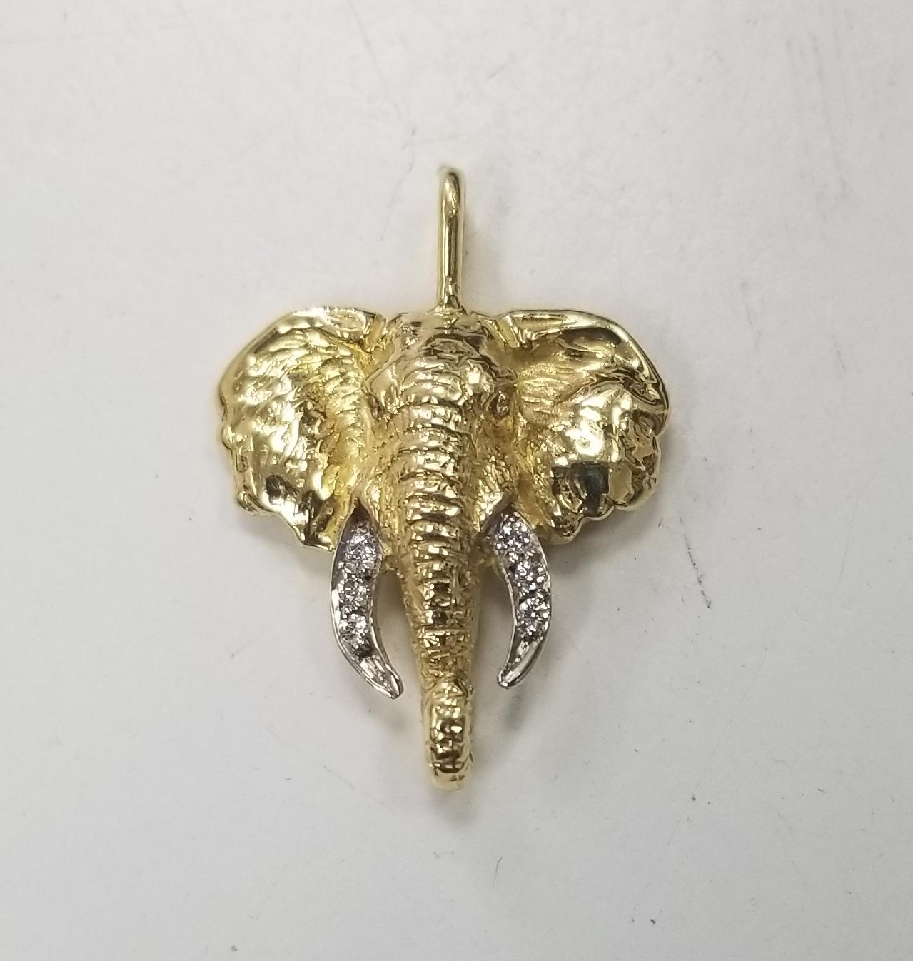Madleine Kay 18k Gelbgold „Elephant-Kopf“ mit Diamant-Schreibtischen für Damen oder Herren