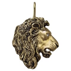 Madleine Kay 14k Yellow Gold "Medium Lion Head" Pendant with Diamond Eye
