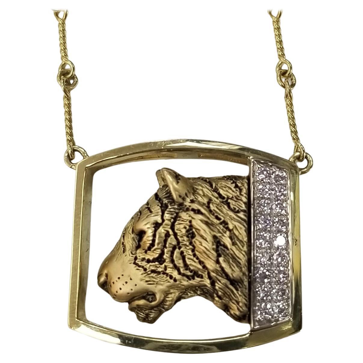 Madleine Kay Or jaune 18k "Tête de tigre" avec diamants pavés