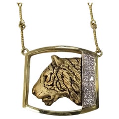 Madleine Kay 18k Yellow Gold "Tiger Head " with Diamonds Paved