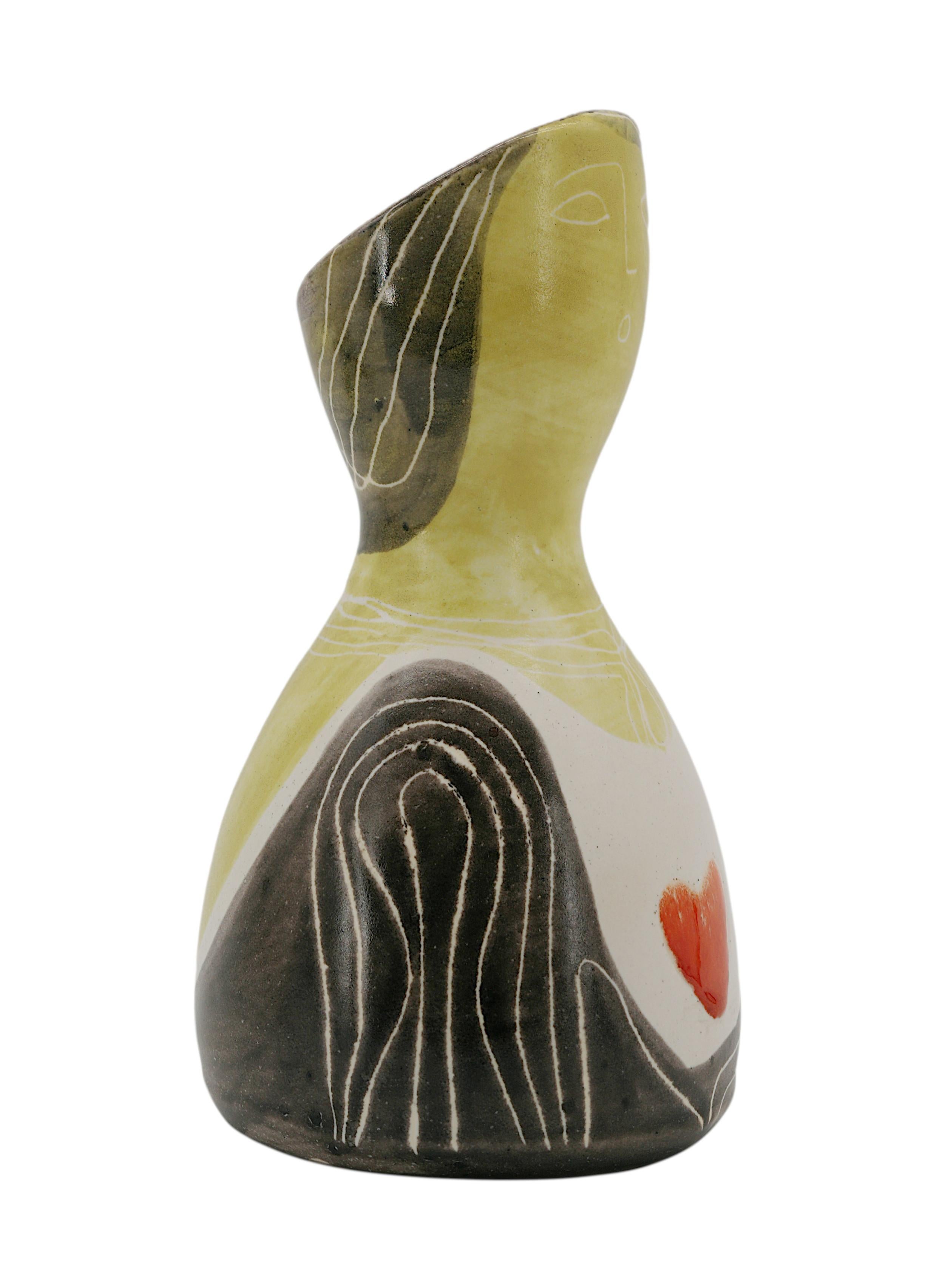 Mado JOLAIN Anthropomorphic Stoneware Vase, 1950s For Sale 3