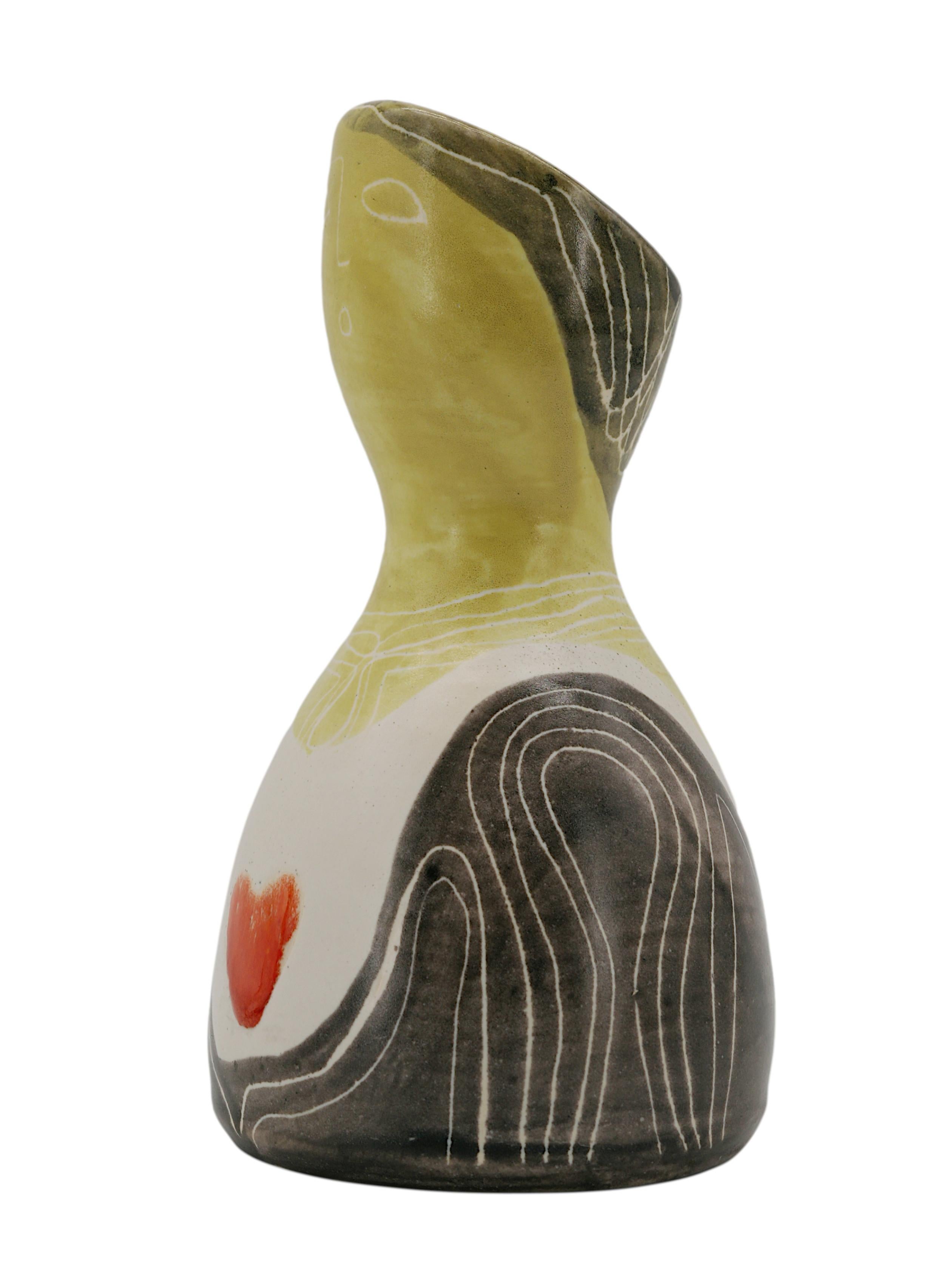 Mado JOLAIN, Vase aus anthropomorphem Steingut, 1950er-Jahre (Mitte des 20. Jahrhunderts) im Angebot