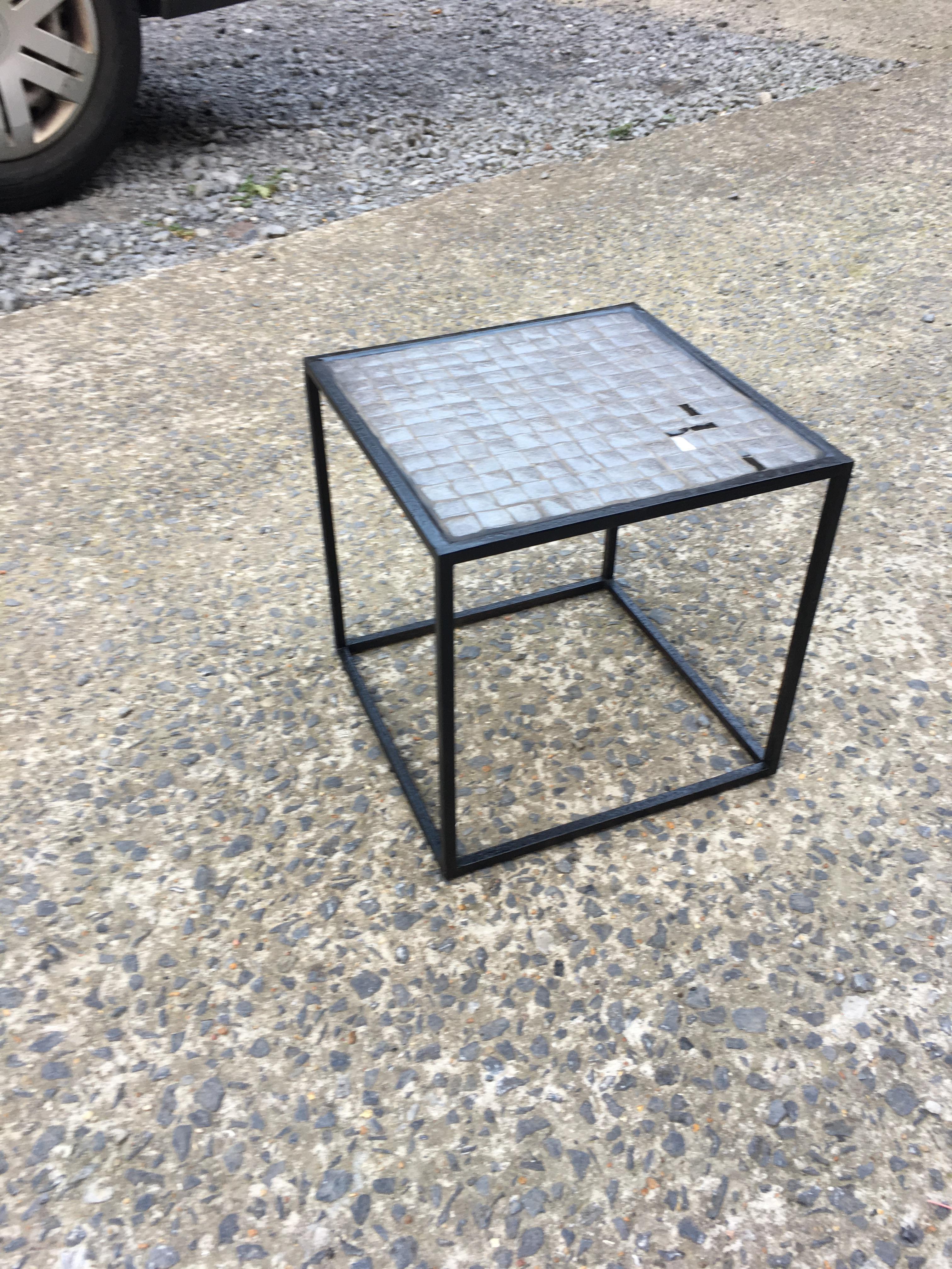 Mado Jolain. Coffee table circa 1950-1960 with wrought iron structure
tray made of ceramic tiles.