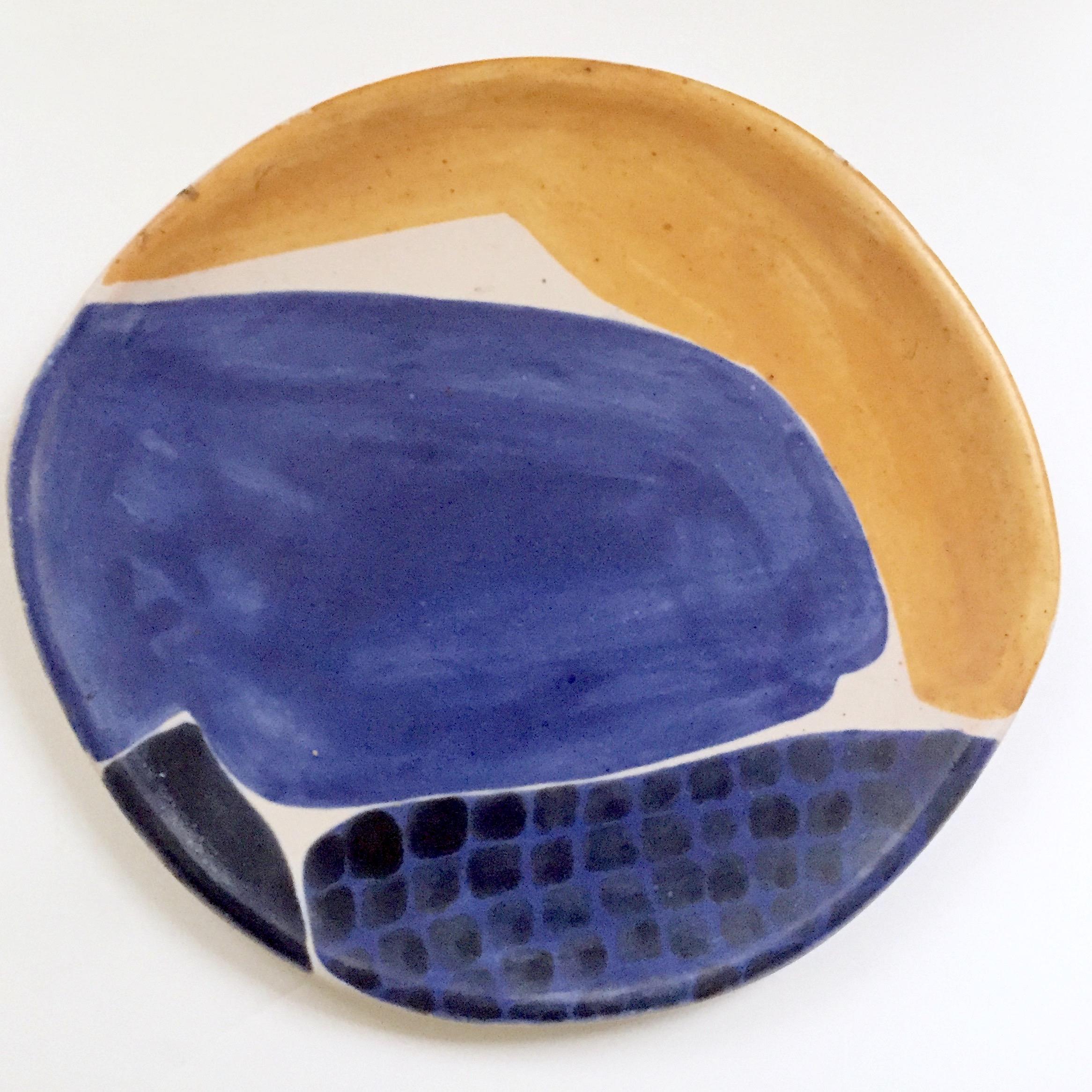 Mado Jolain, Decorative Ceramic Dish on Metal Base For Sale 2