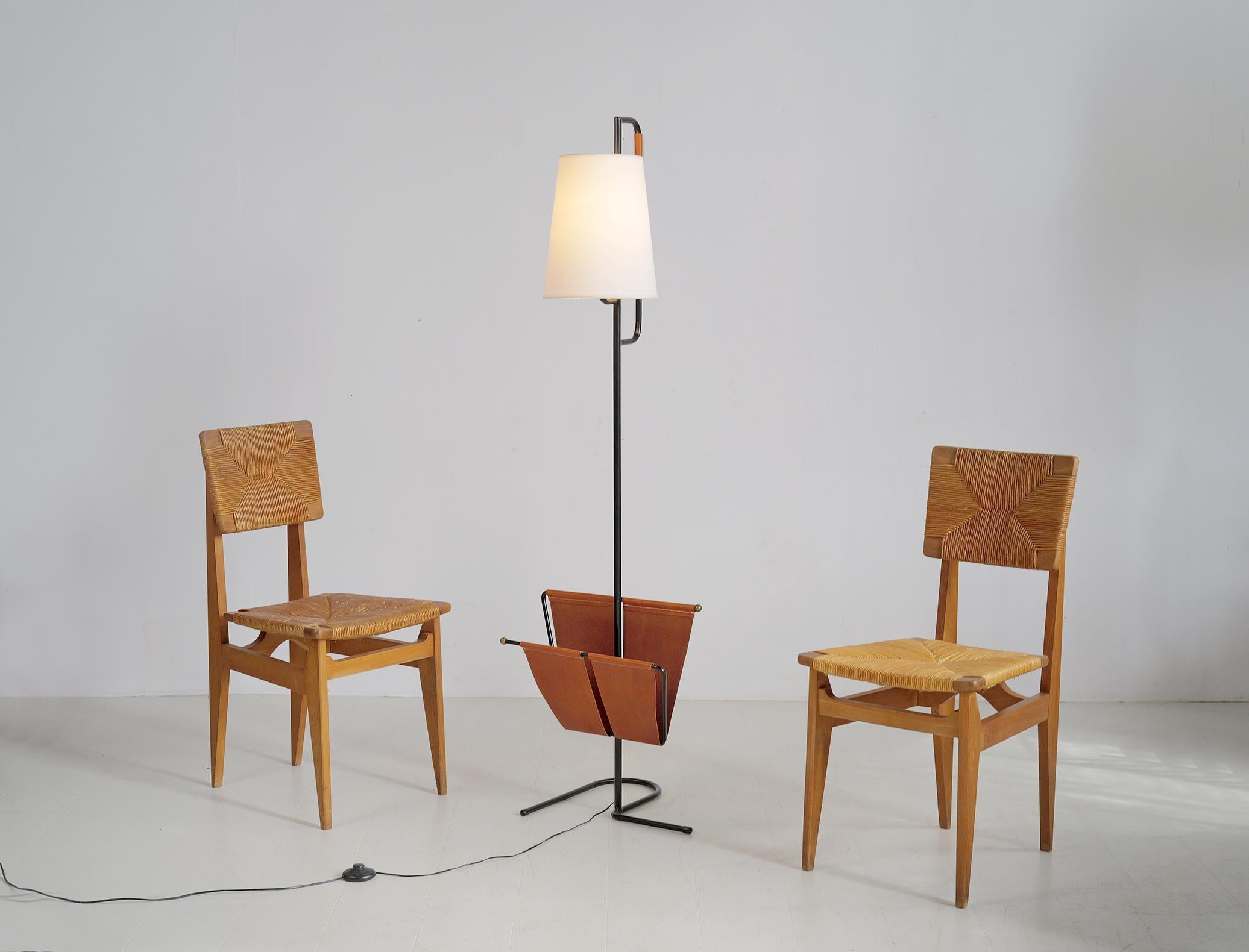 Mado Jolain, Lámpara de pie con revistero, Francia 1956 en venta 7