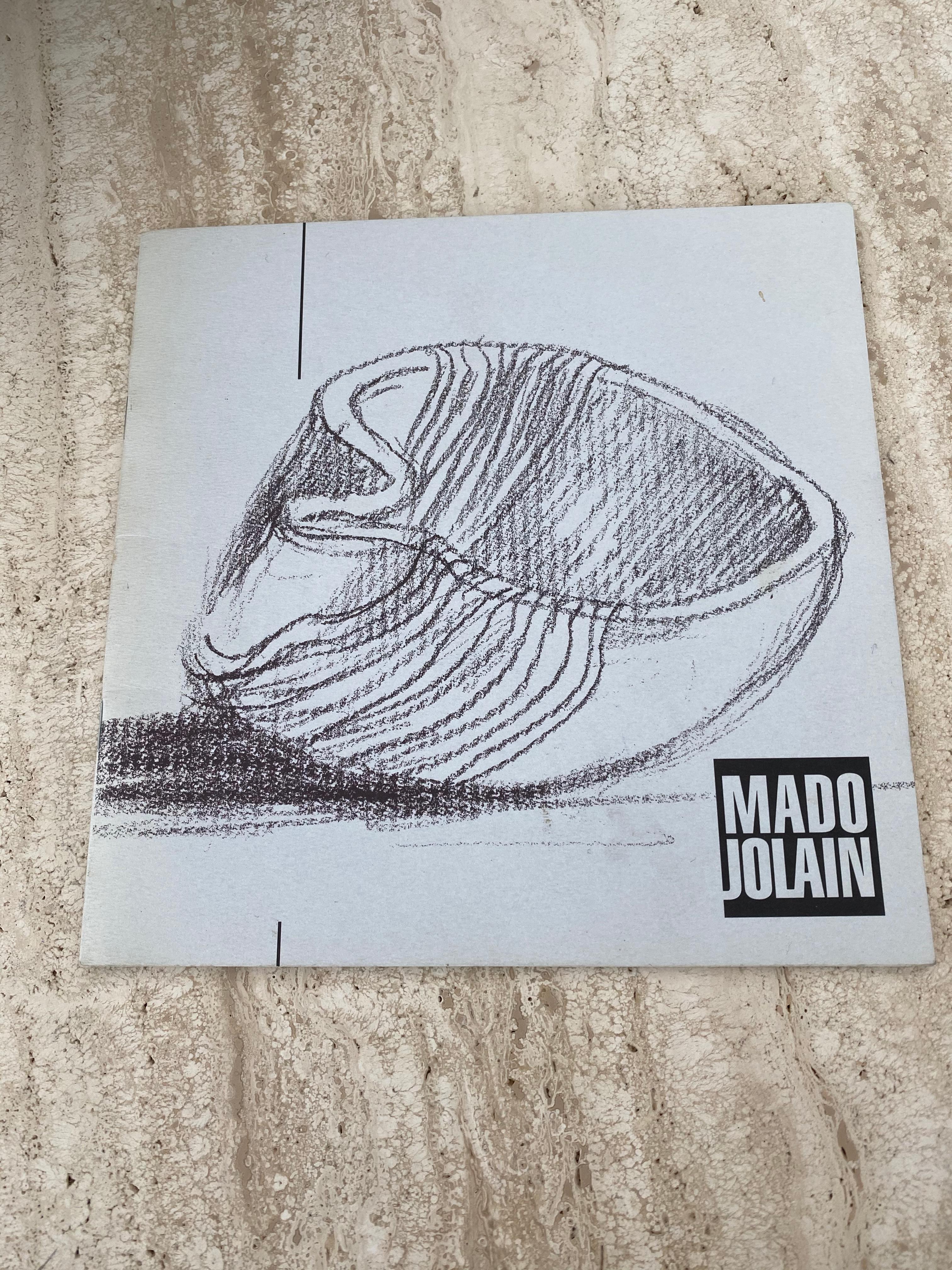 Mado Jolain Vase à double bec en céramique française Décoration verte et noire Signé 5